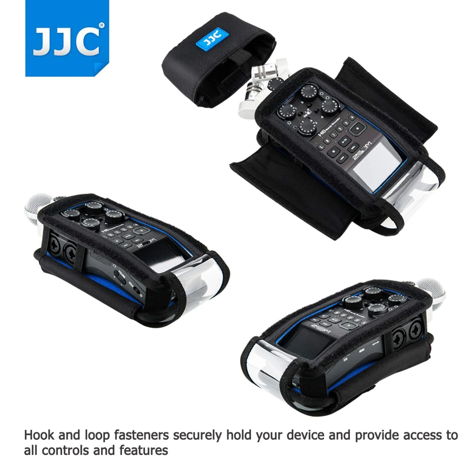 JJC H6 Protective Carrying Storage Pouch Case Bag for Zoom H6 & H6 All Black 2020 Version Handy Portable Recorder replaces Zoom PCH-6 Case, with Clear Visible Front Face Cover Protector for H6 & H6 Black - Image 4