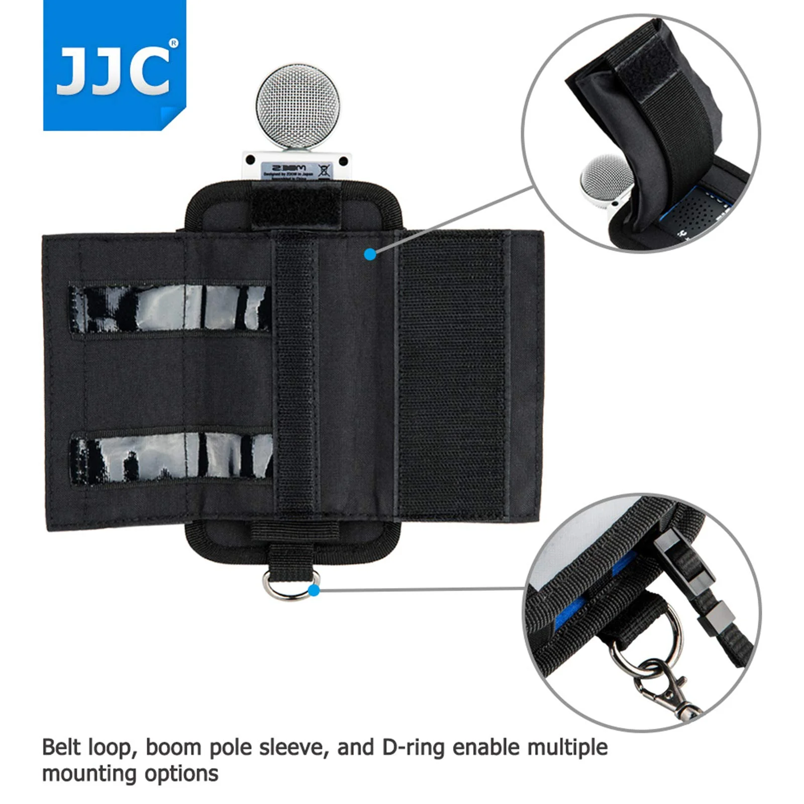 JJC H6 Protective Carrying Storage Pouch Case Bag for Zoom H6 & H6 All Black 2020 Version Handy Portable Recorder replaces Zoom PCH-6 Case, with Clear Visible Front Face Cover Protector for H6 & H6 Black - Image 6