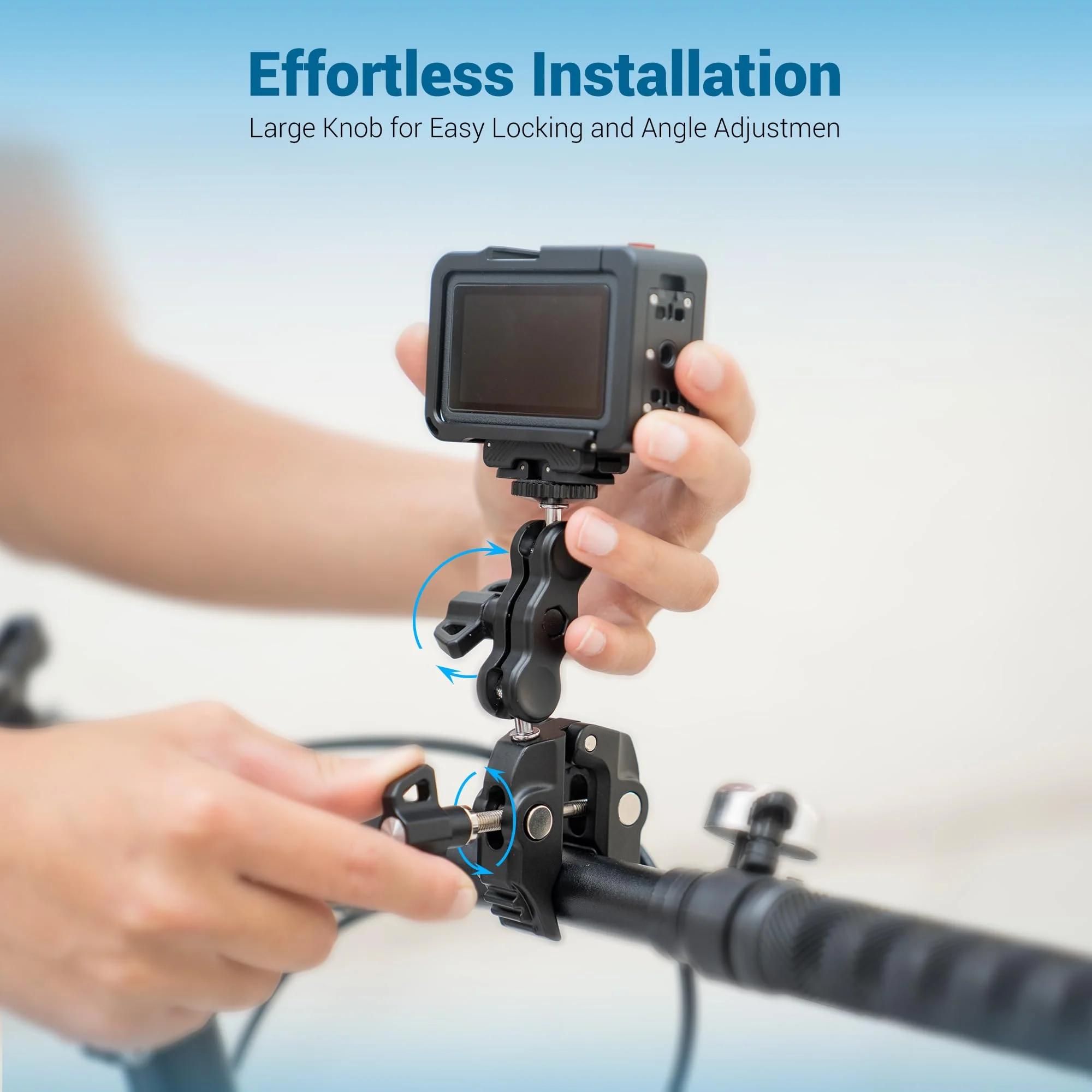 JJC Super Camera Clamp Mount Kit with 1/4'' Ballhead for DSLR DJI Osmo Gopro Hero Insta360 Action Camera Smartphone on Desk Motorcycle Bicycle Bracket Handrail Trolley Cross Bar Flag Vlog Video Record Clamp Kit - Image 7