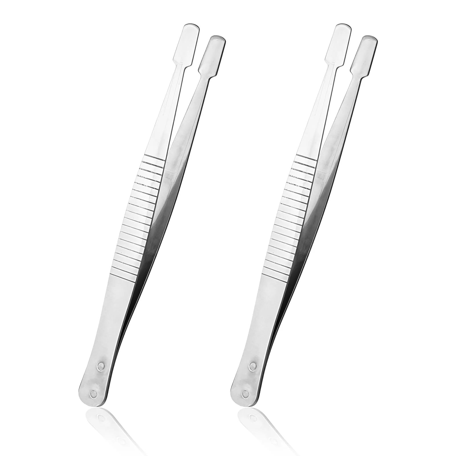 JJUNW Pack of 2 Stamp Tweezers, Stainless Steel Flat Wide Tweezers, Universal Tweezers, Stamp Tweezers, Philately Collector's Tools for Stamps, Documents, Photo Development