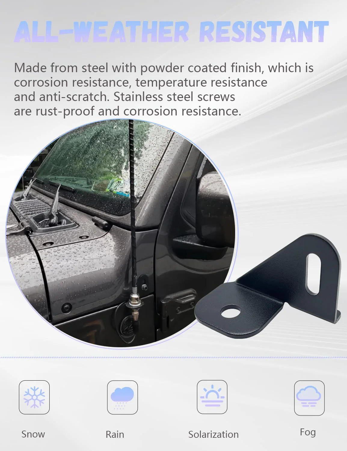JL Radio Antenna Mount for Jeep, Gladiator Antenna Holder-Radio Antenna Mount-Driver Side CB Antenna Mount-Compatible with Jeep Wrangler JL JLU & JT 2018; 2019; 2020; 2021; 2022;2023; 2024 - Image 6