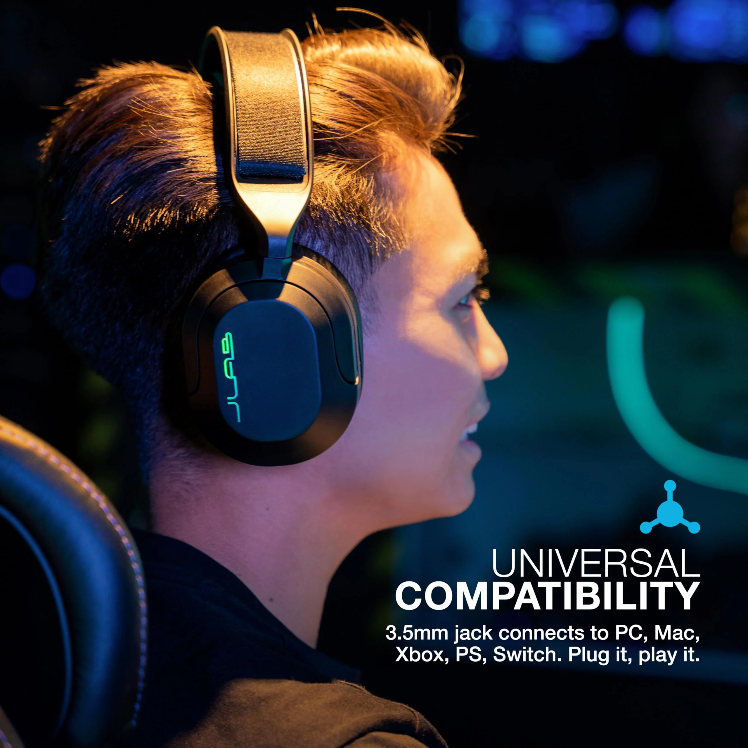 JLab Nightfall Gaming Headset with Near-Field Directional Flip-to-Mute Rotating Boom Mic, 50mm Drivers and Sound Isolating Inner Shelf, Wired 3.5mm for PC, PS5, PS4, Xbox Series X/S, Xbox one, Switch - Image 2