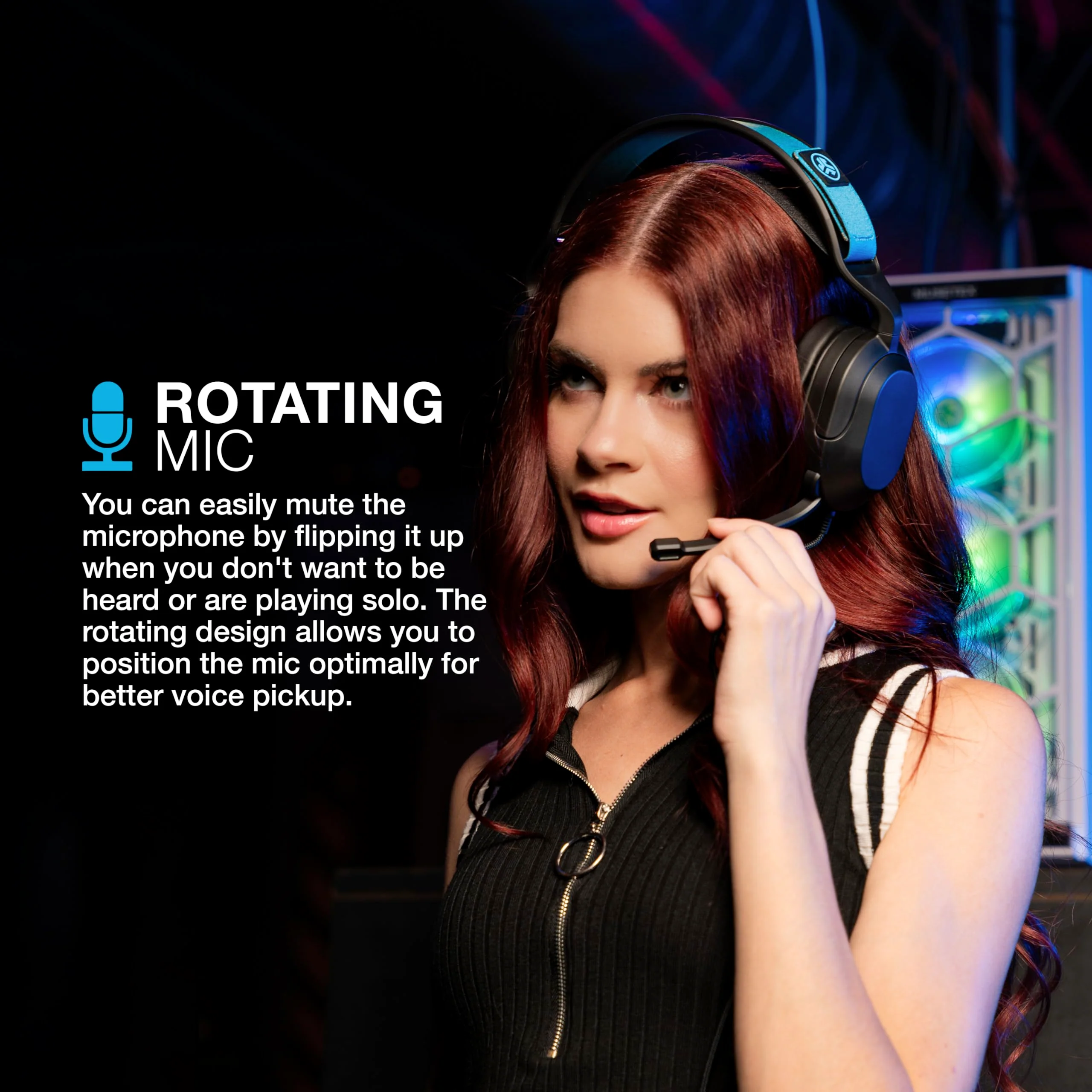 JLab Nightfall Gaming Headset with Near-Field Directional Flip-to-Mute Rotating Boom Mic, 50mm Drivers and Sound Isolating Inner Shelf, Wired 3.5mm for PC, PS5, PS4, Xbox Series X/S, Xbox one, Switch - Image 5