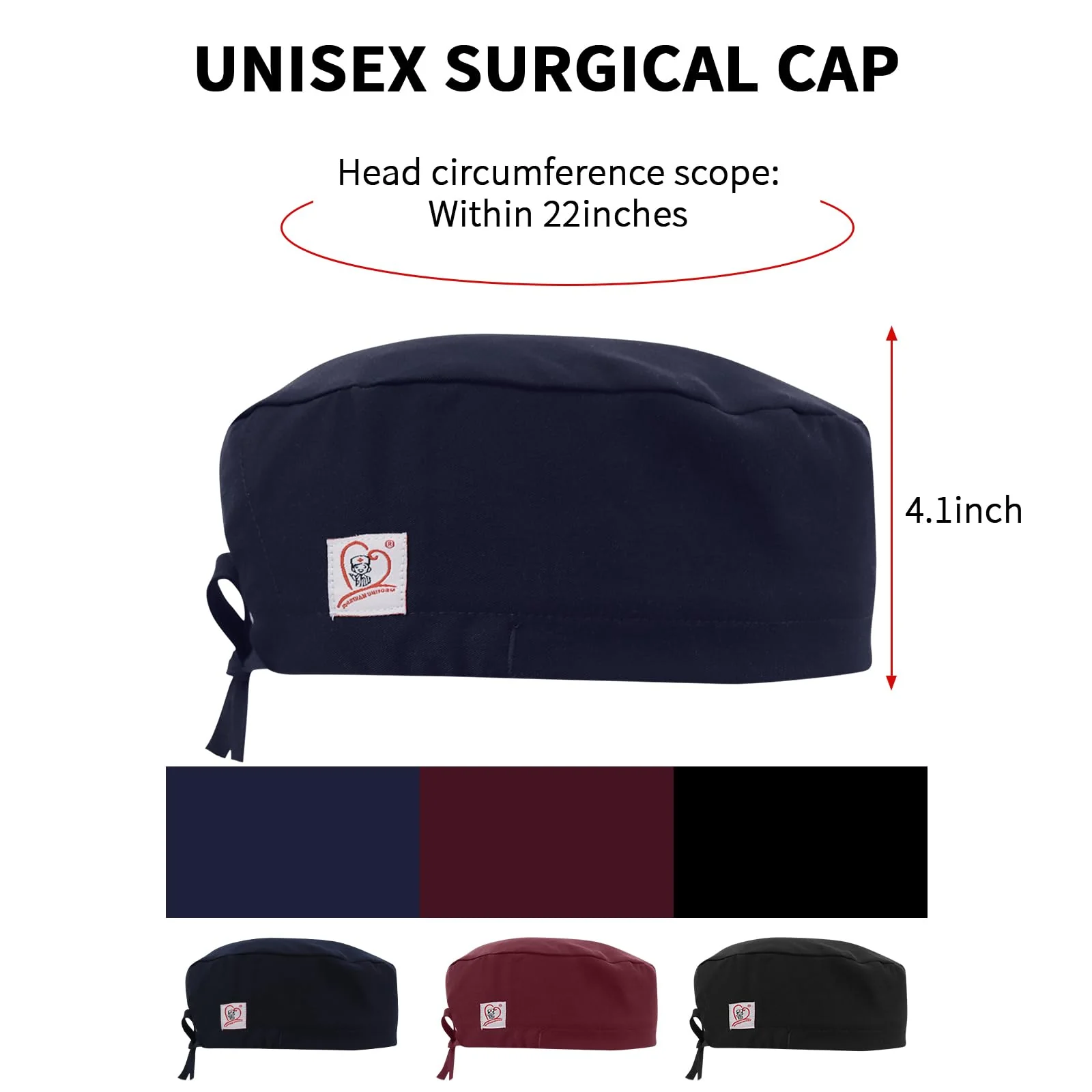 JONATHAN UNIFORM Surgical Caps, Women, Men, Adjustable, Lightweight Fabric with Terry Pad, Surgical Cap, Surgical Cap, Doctor, Nurse Headpiece (Navy Blue) navy - Image 5