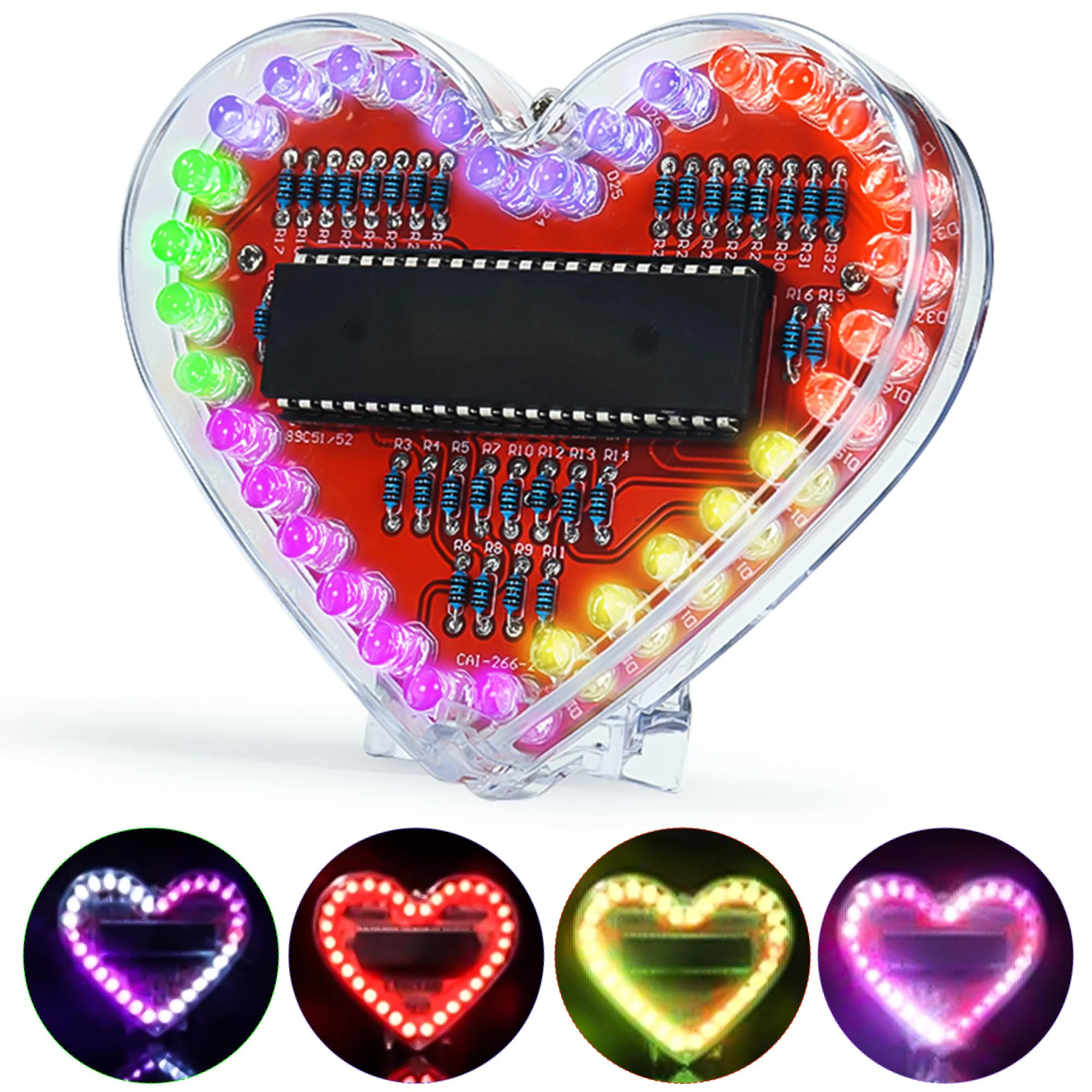 Joycabin LED Soldering Exercise Set, Heart-Shaped RGB LED Soldering Project, DIY Soldering Exercise Set, Electronic Kit for Students, Teaching and Learning Training, Valentine's Day, Handmade Gifts