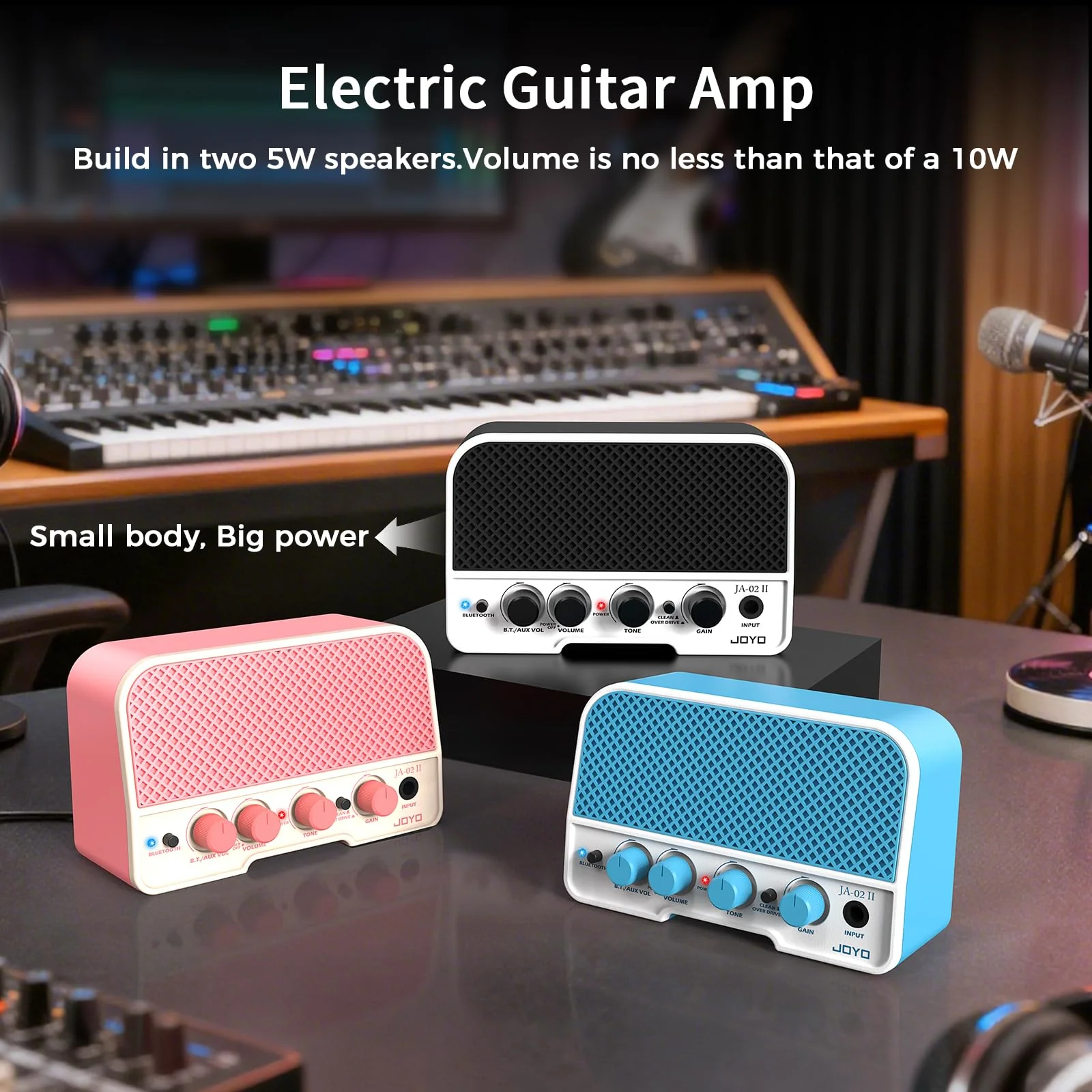 JOYO Mini Guitar Amplifier 5W Electric Guitar Amp Small Practice Amp with Bluetooth Clean & Overdrive Channels Portable Rechargeable (JA-02 II Black) - Image 2