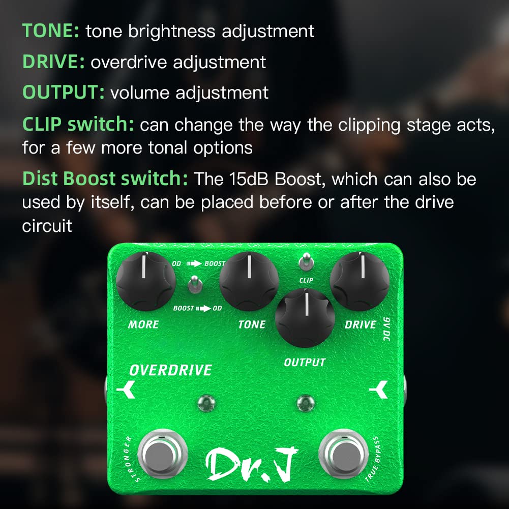 JOYO Overdrive Guitar Pedal Creamy Overdrive with Beautiful Warm Character Tones for Electric Guitar Effects High-end Edition Dr.J Series (D60) Grass Green - Image 2