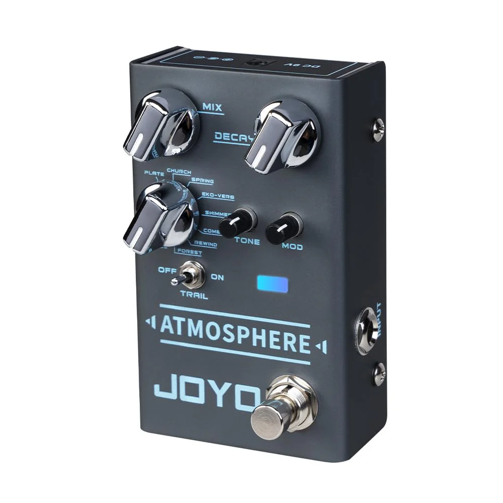 JOYO Reverb Pedal 9 Digital Reverb Types with Modulation and Trail Function for Electric Guitar Effect (Atmosphere R-14) Reverb,Modulation Blue Gray