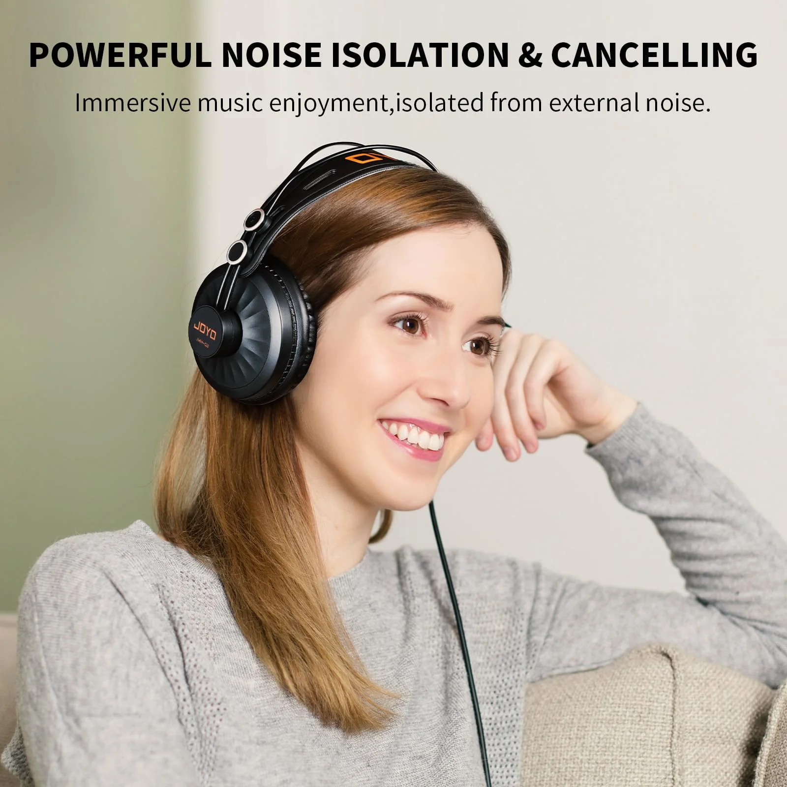 JOYO Studio Headphones Monitor Headphone for Recording Over Ear Noise Canceling for Guitar Cellphone Mixer Amplifier Podcast DJ and Keyboard Piano (JMH-02) Over-Ear Monitor Gray - Image 2