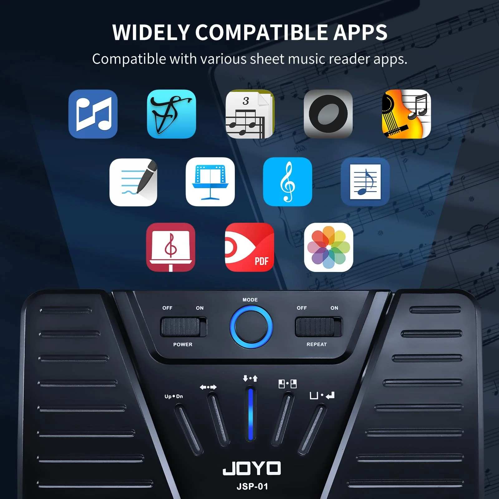 JOYO Wireless Page Turner Buletooth Music Page Turner Pedal for iPad Tablets Android IOS Phones Keyboard Foot Switches Turner (SP-01) - Image 4