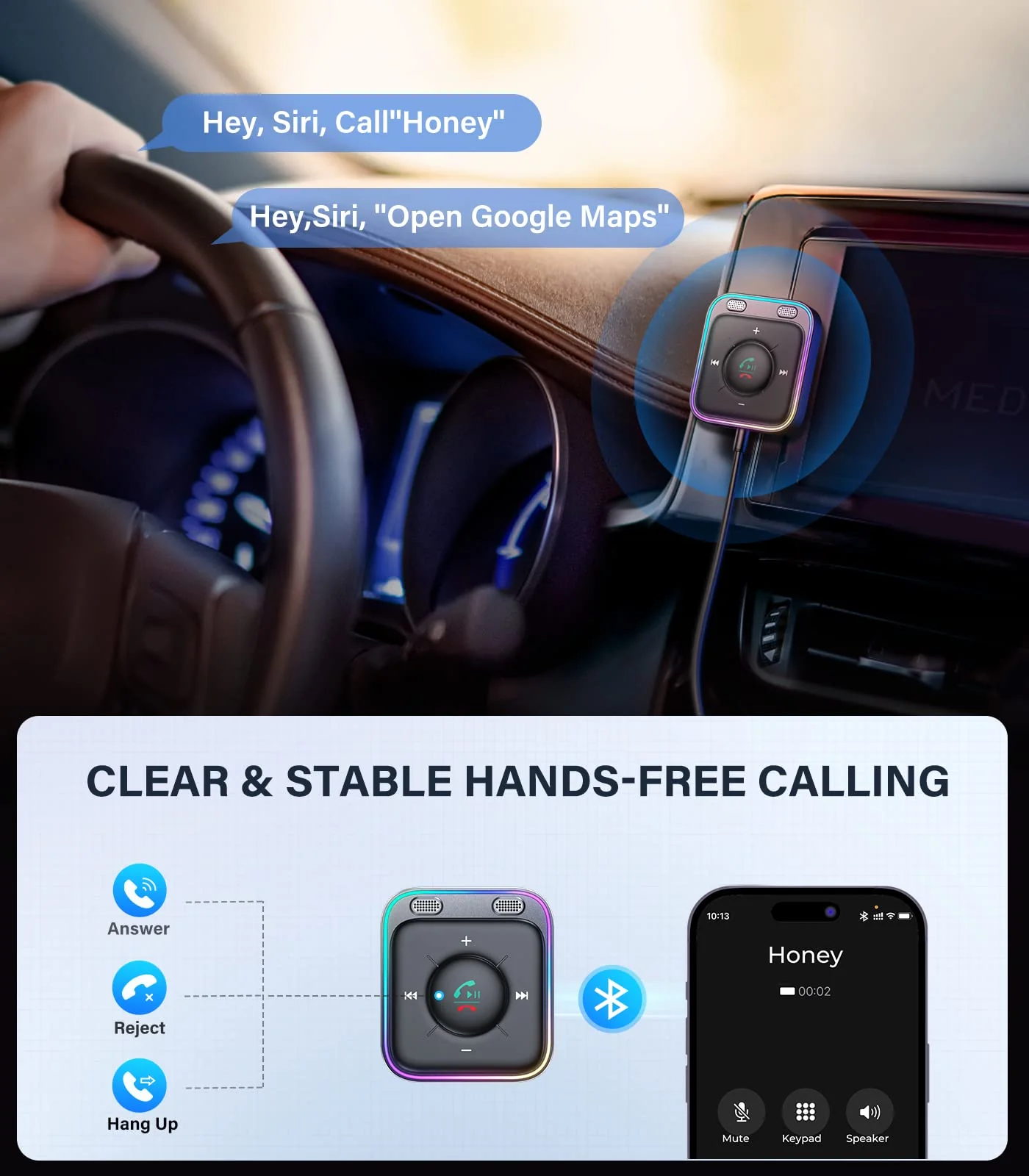 JOYROOM Bluetooth 5.4 AUX Car Adapter[2024 Upgrade] [Stronger Dual Mics& Noise Cancellation] [Multifunction Button& Plug-and-Play] Bluetooth Receiver for Car Music/Hands-Free Calls/Stereo Audio, Black - Image 7