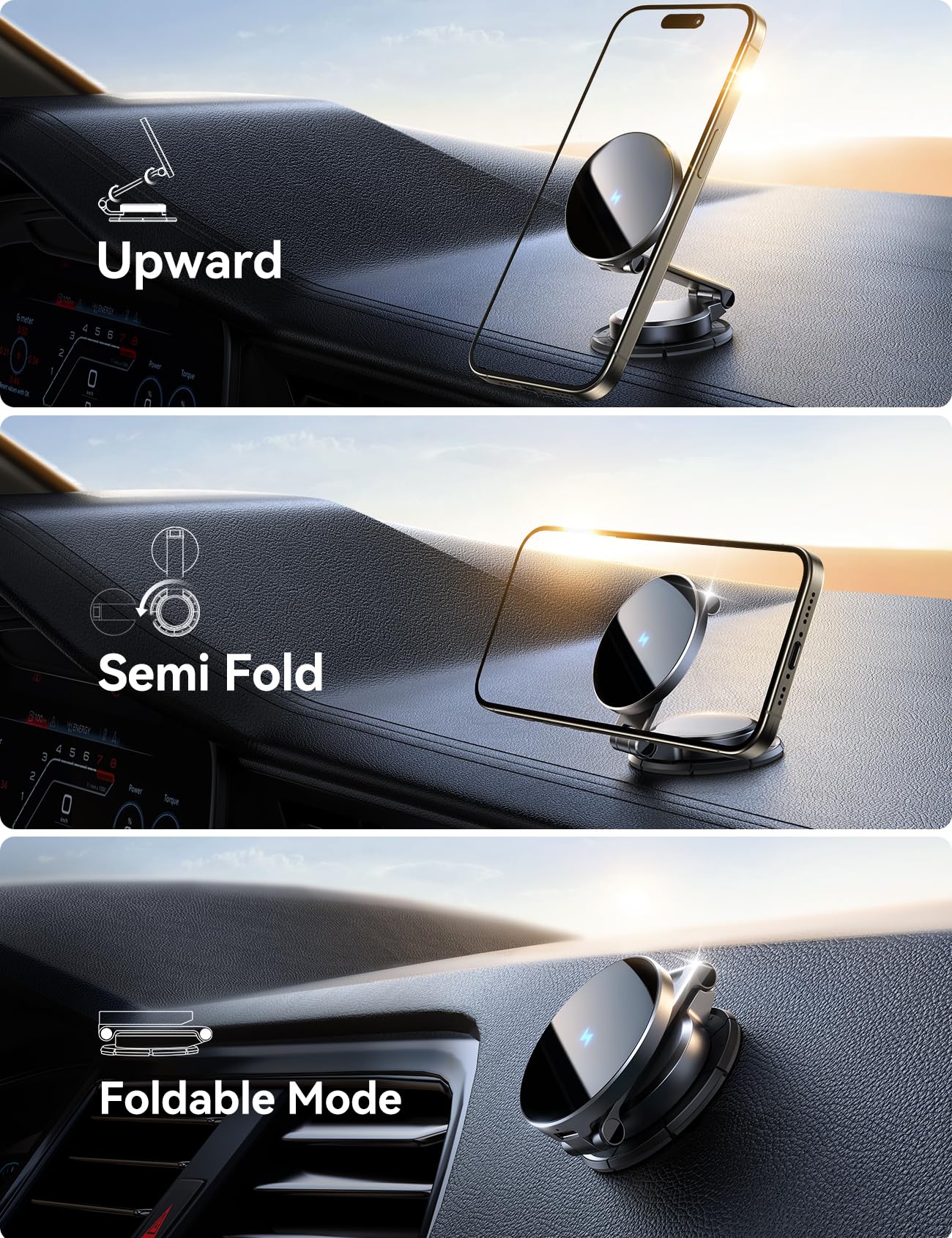 JOYROOM for MagSafe Car Mount Charger, [All-Metal] 15W Fast MagSafe Car Charger, Hands Free Magnetic Phone Charger Holder Dashboard for iPhone 16 Pro Max Plus/iPhone 15 14 13 12 Pro Max Plus, Black - Image 5