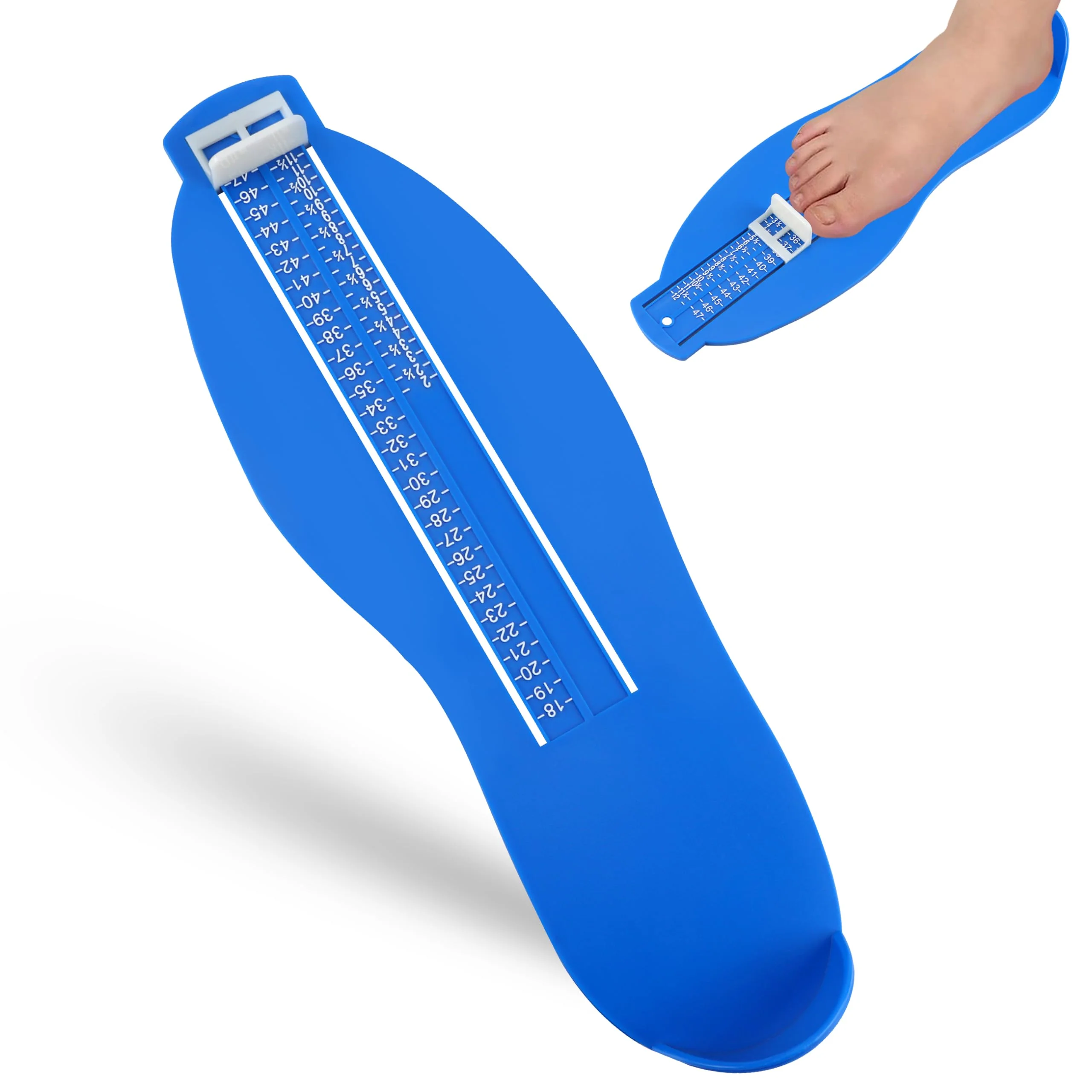 JSMTKJ Foot Gauge, Shoe Sizes Measure Sizes with 1 Tape Measure Feet, Kids Adult Shoe Gauge for EUR UK Shoe Gauge (Blue), blue