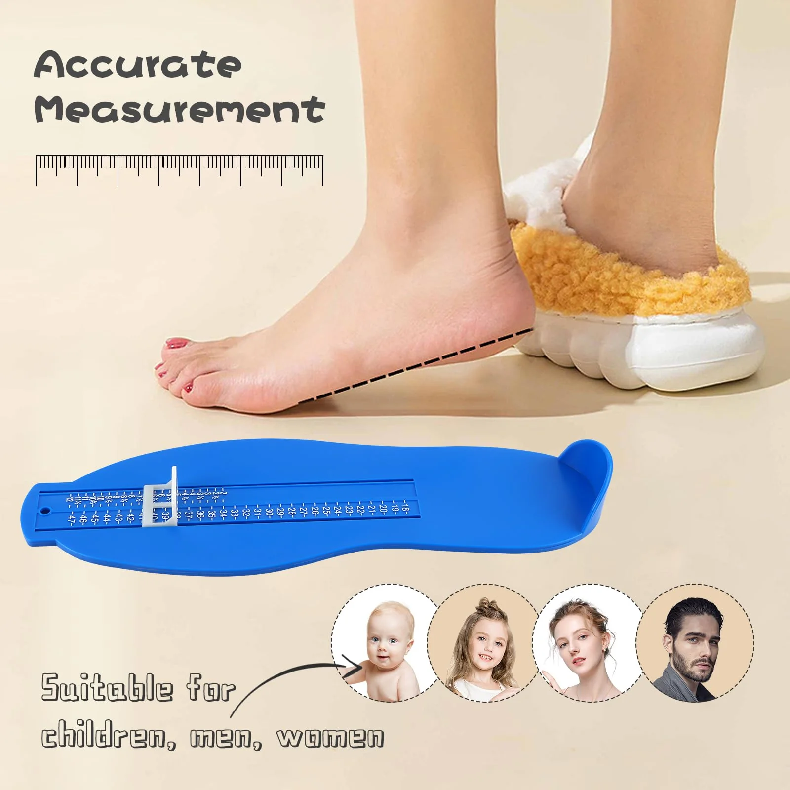 JSMTKJ Foot Gauge, Shoe Sizes Measure Sizes with 1 Tape Measure Feet, Kids Adult Shoe Gauge for EUR UK Shoe Gauge (Blue), blue - Image 5
