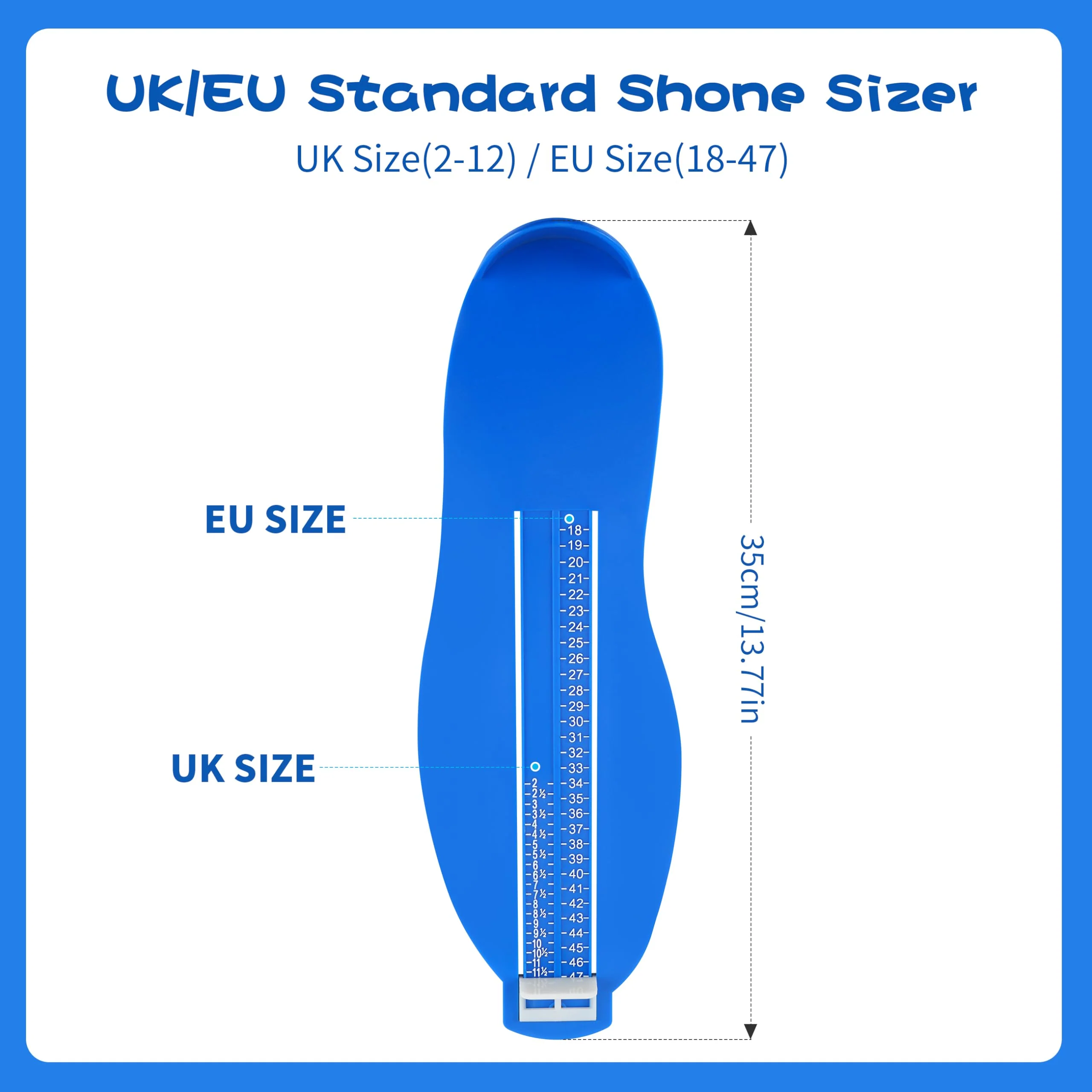 JSMTKJ Foot Gauge, Shoe Sizes Measure Sizes with 1 Tape Measure Feet, Kids Adult Shoe Gauge for EUR UK Shoe Gauge (Blue), blue - Image 7