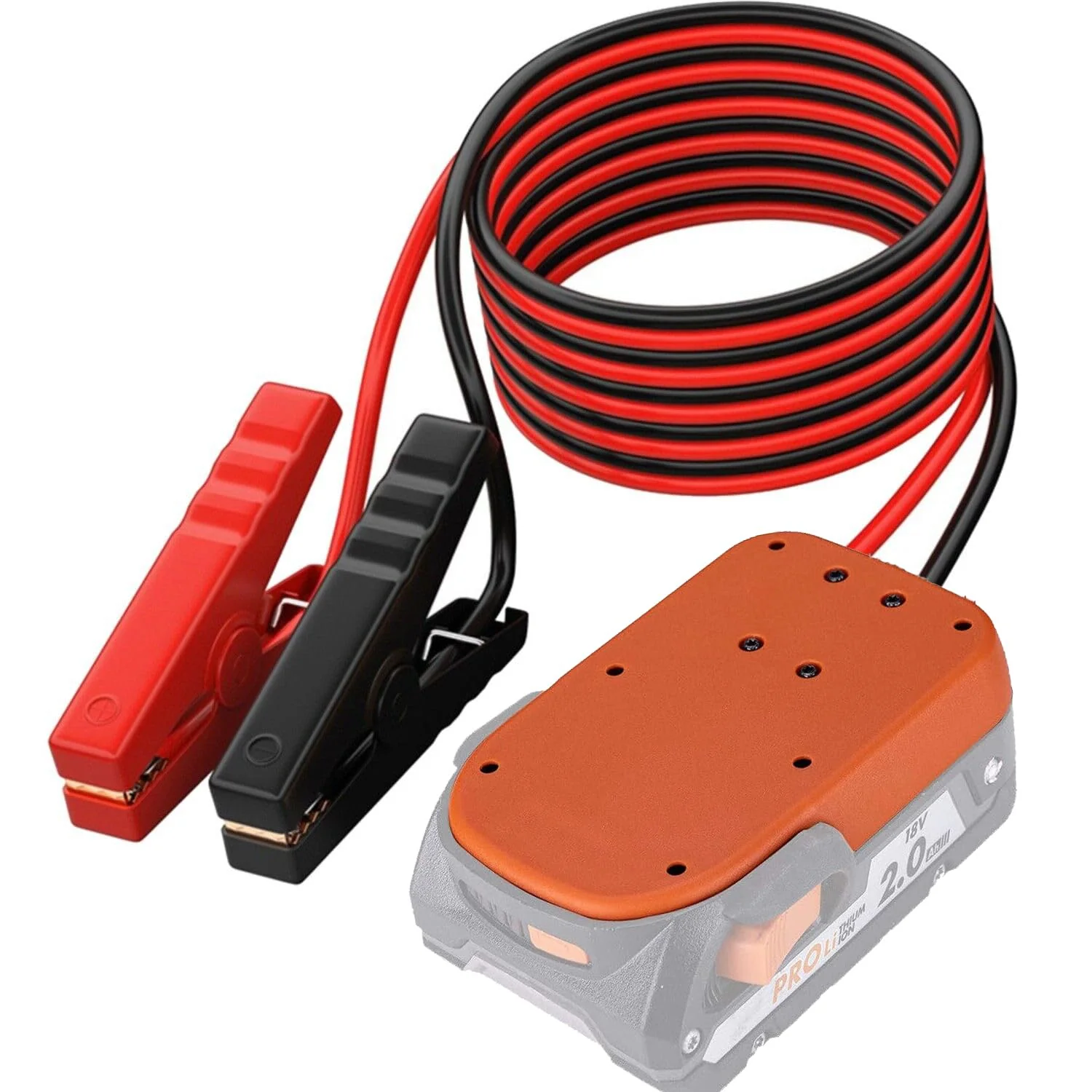 Jumper Cable Clamps Kit for Ridgid 18V Battery Jumper Starter Automotive Booster Cables 6Ft 12AWG Power Tool Line for Car Riding Mower Motorcycle