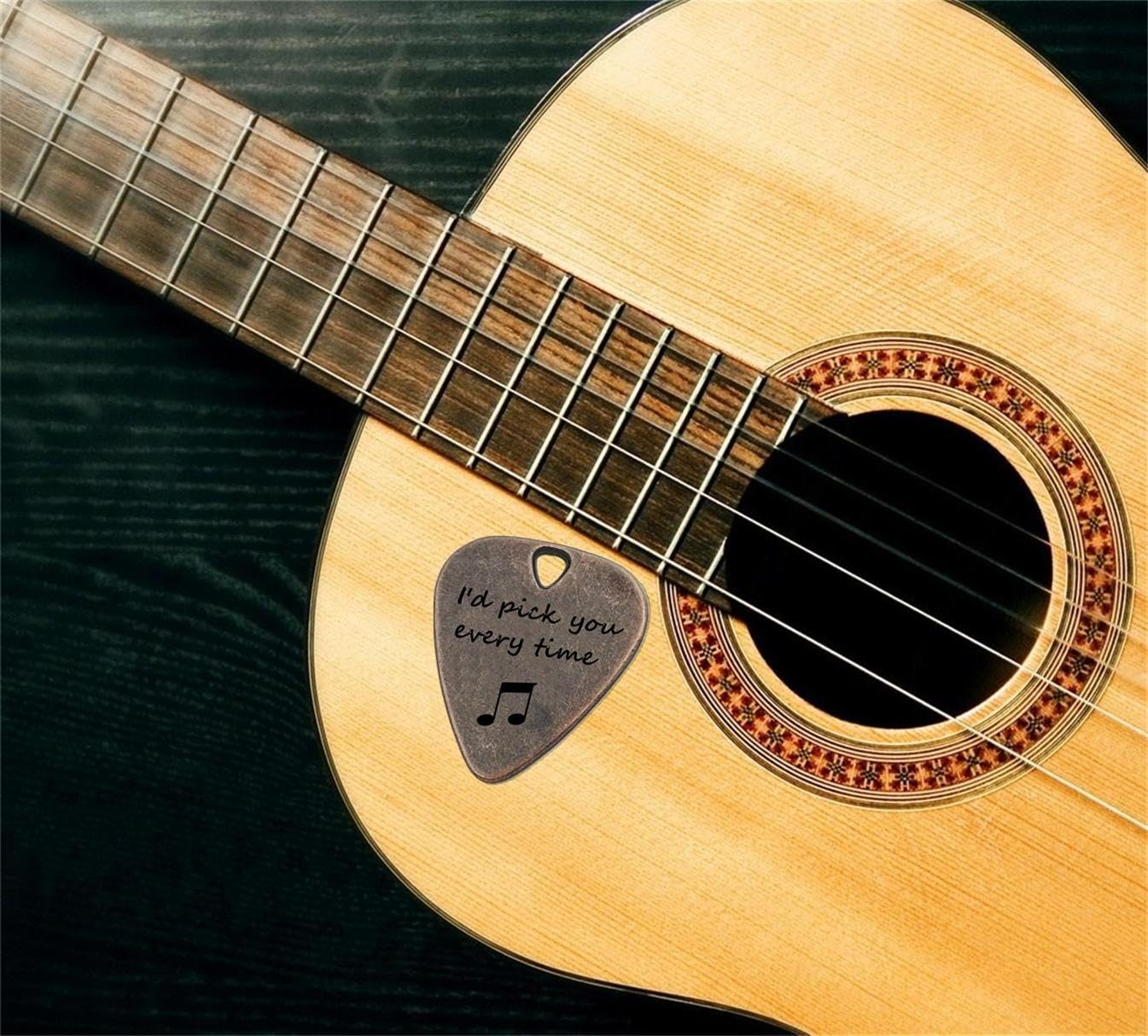 JUPPE Bronze Guitar Picks & Bass Picks, I'd Pick You Every Time Guitar Pick With Leather Case Birthday Music Gifts For Him Her or Couples (I'd Pick You Every Time) - Image 6