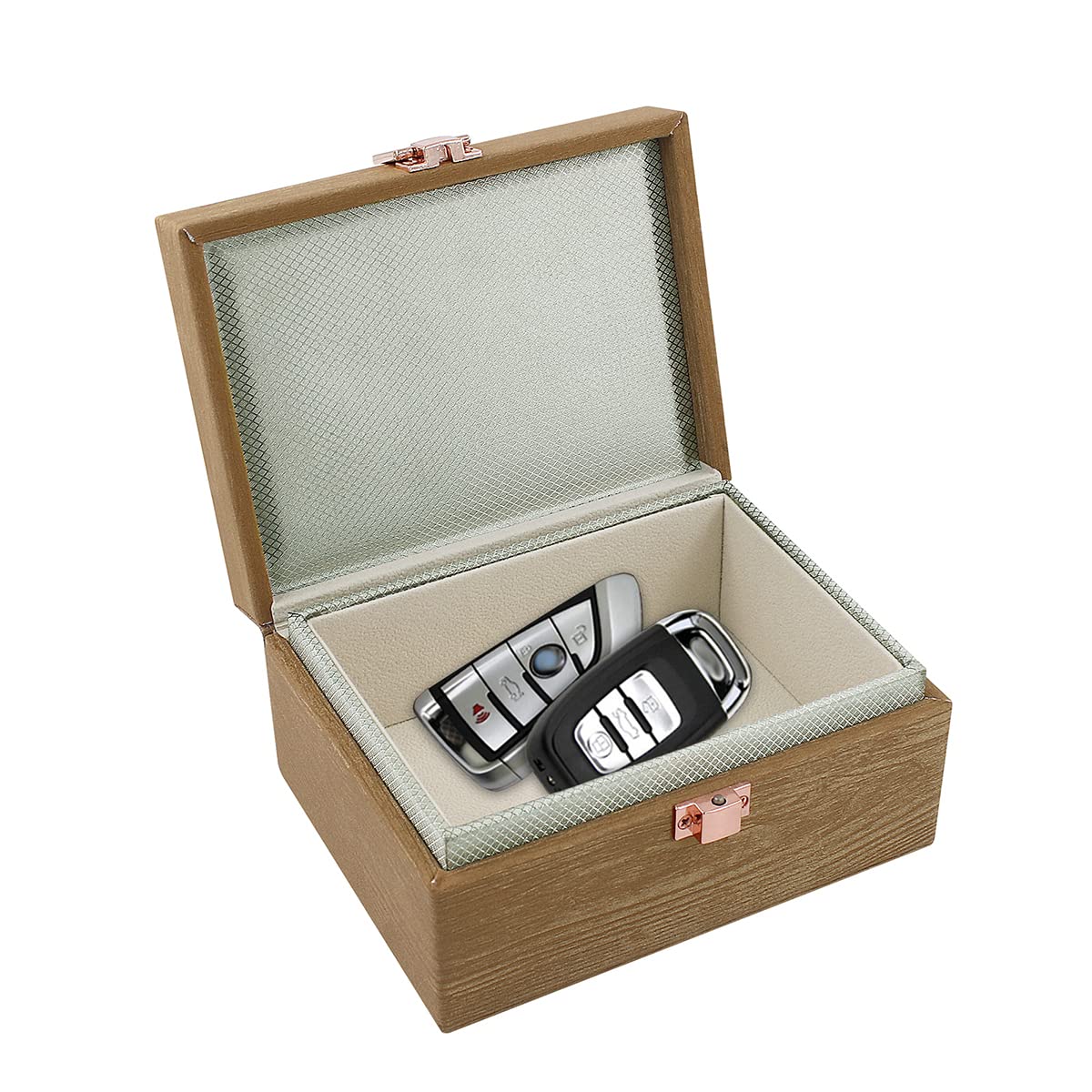 JXE JXO Faraday Box, Faraday Key Fob Protector, Faraday Cage, RFID Key Fob Protector, Key Fob Signal Blocker Box, Faraday Box for Key Fob(Mini Imitation Wood) Mini Imitation Wood