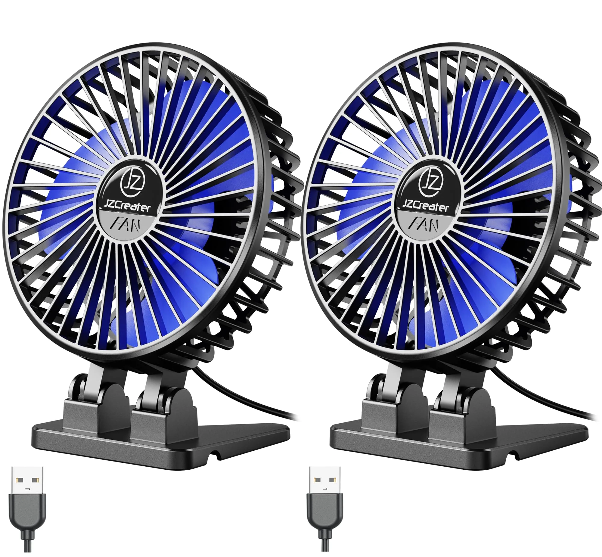 JZCreater USB Desk Fan, Mini Fan Portable, 3 Speeds Desktop Table Cooling Fan, Plug in Power Fan, Rotation Strong Wind, Quiet Personal Small Fan for Home Desktop Office Travel Bedroom, Black (2Pack) Black 2Pack - Image 7