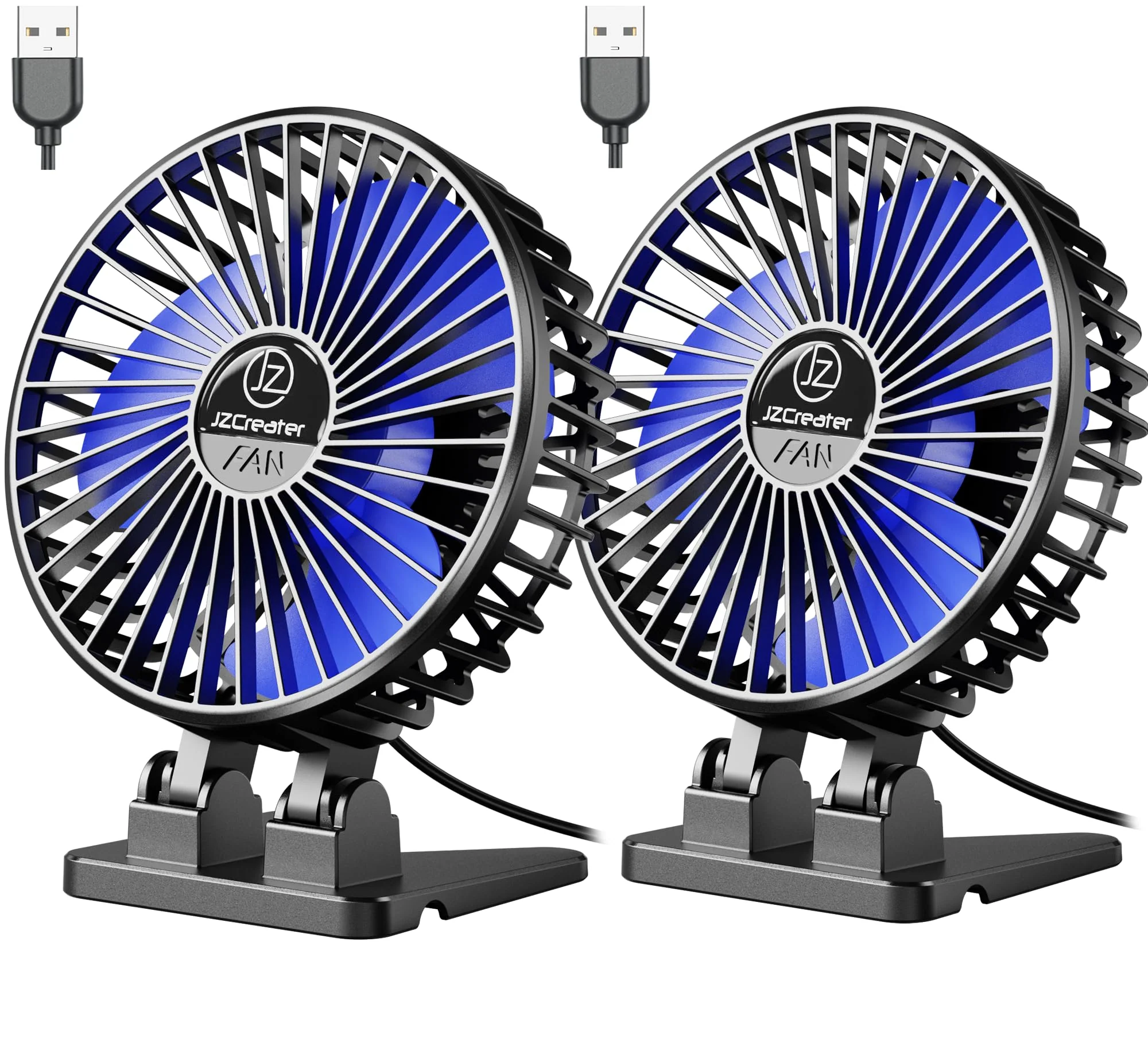 JZCreater USB Desk Fan, Mini Fan Portable, 3 Speeds Desktop Table Cooling Fan, Plug in Power Fan, Rotation Strong Wind, Quiet Personal Small Fan for Home Desktop Office Travel Bedroom, Black (2Pack) Black 2Pack - Image 8