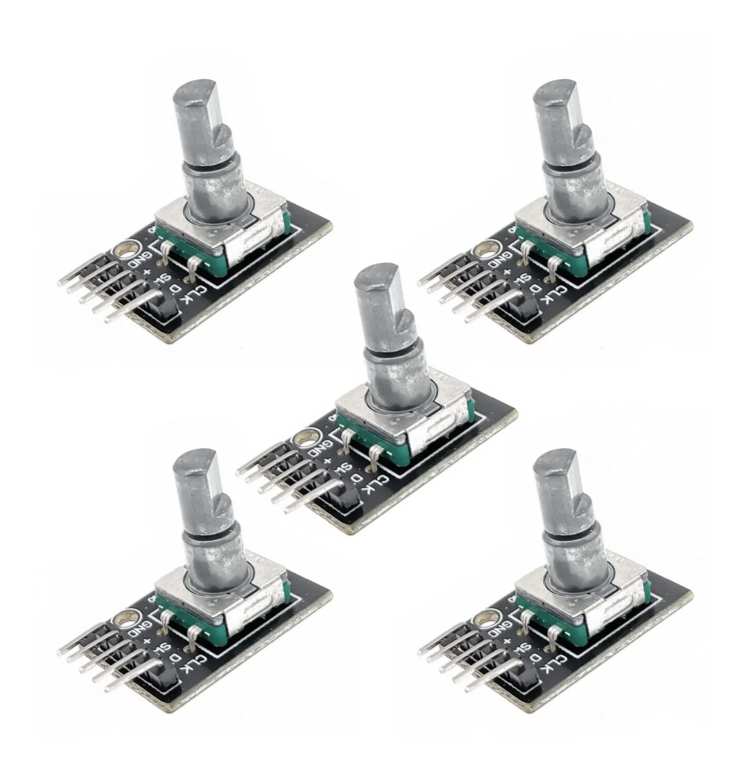 JZK KY-040 Rotary Encoder, 5 Pin 360 Degree Rotary Encoder, Module KY-040 Rotary Encoder, Push Button Switch, Pack of 5