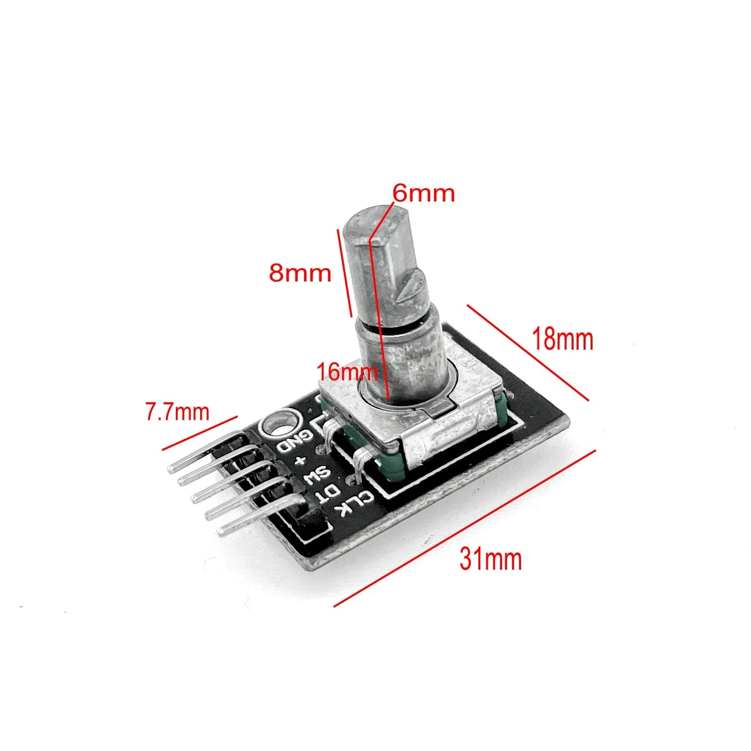JZK KY-040 Rotary Encoder, 5 Pin 360 Degree Rotary Encoder, Module KY-040 Rotary Encoder, Push Button Switch, Pack of 5 - Image 3