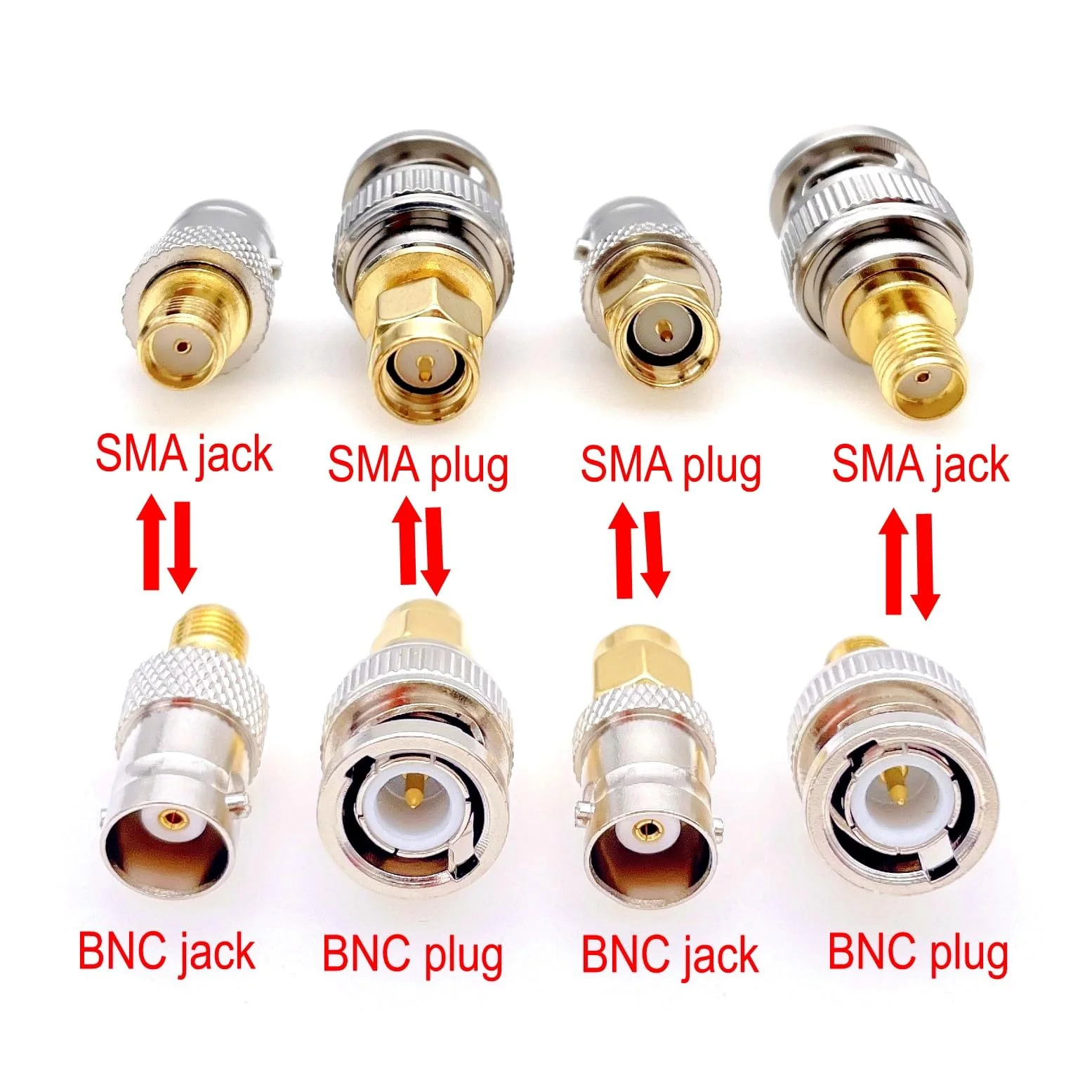 JZK Set of 4 High Frequency Coaxial Male SMA Male Female to BNC Adapter BNC Male Female to SMA Male - Image 2