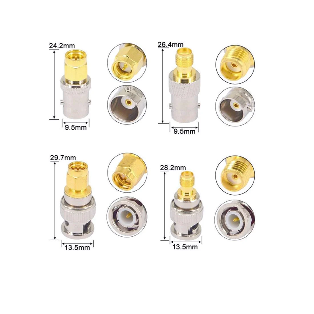 JZK Set of 4 High Frequency Coaxial Male SMA Male Female to BNC Adapter BNC Male Female to SMA Male - Image 3