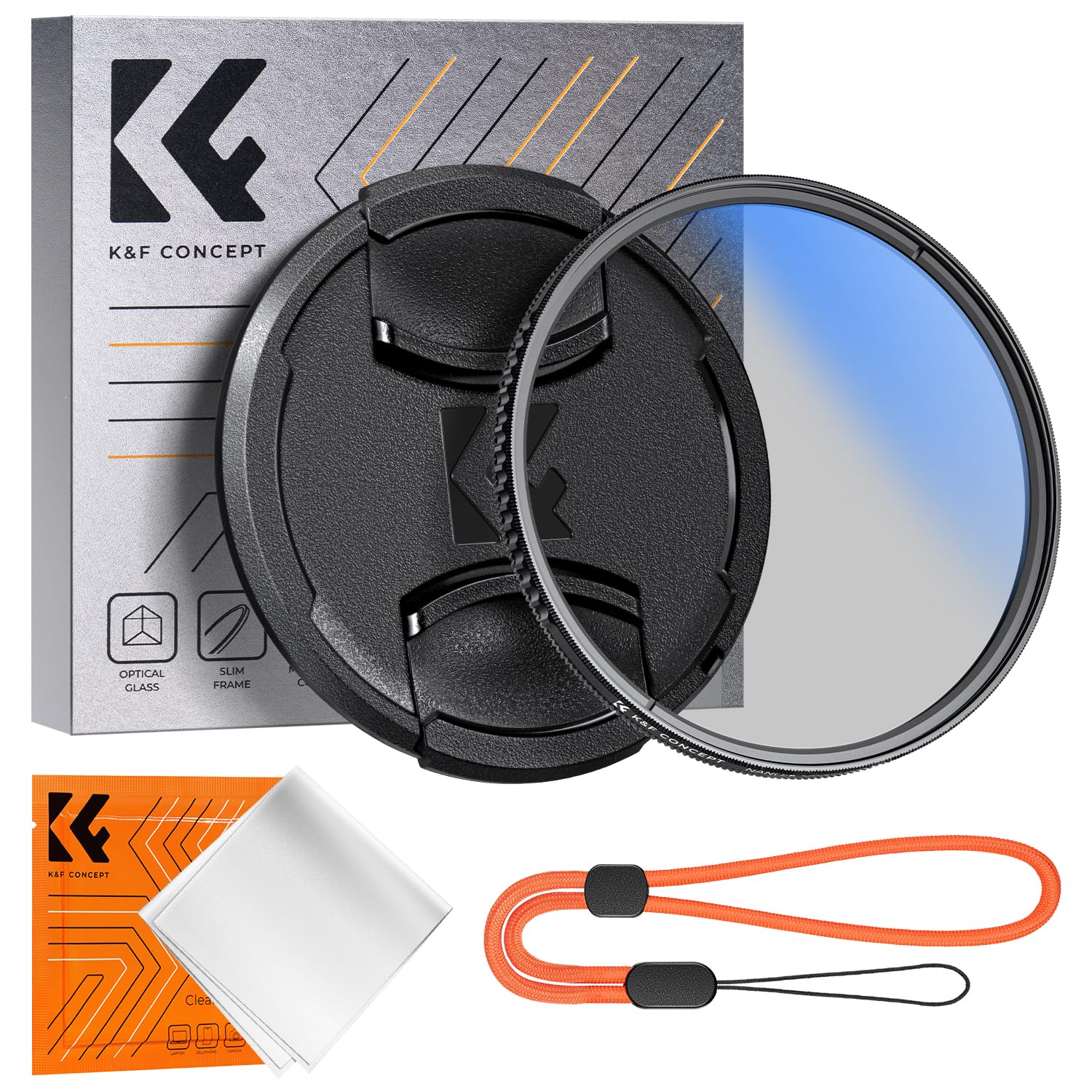K&F Concept 49mm Circular Polarizer Filter with Lens Cap Cleaning Cloth Optical Glass Ultra Slim 18 Multi-Layer Coatings Polarizing Filter for Camera Lens (K-Series)