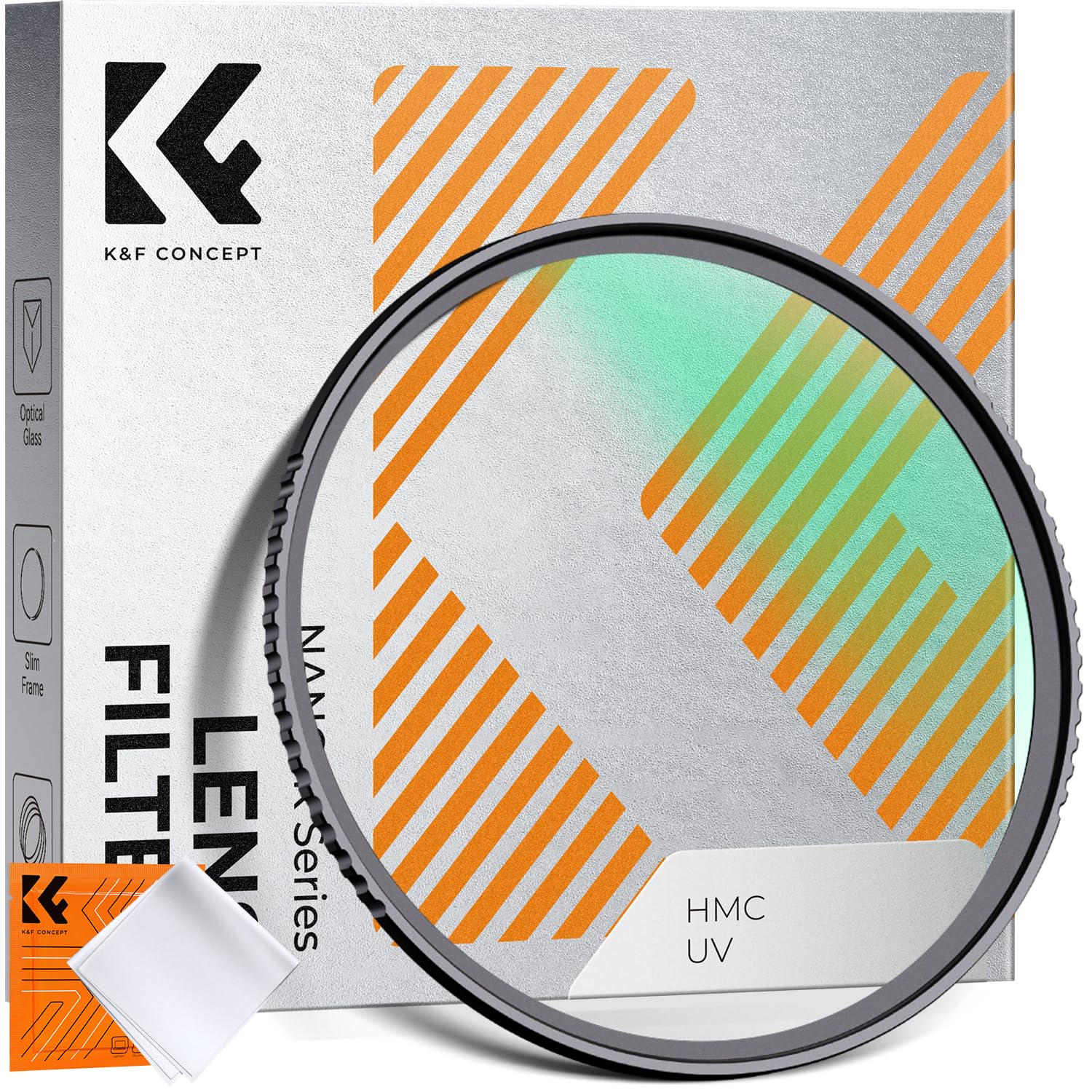 K&F CONCEPT 58mm MCUV Lens Protection Filter 18 Multi-Coated Camera Lens UV Filter Ultra Slim with Cleaning Cloth (K-Series)