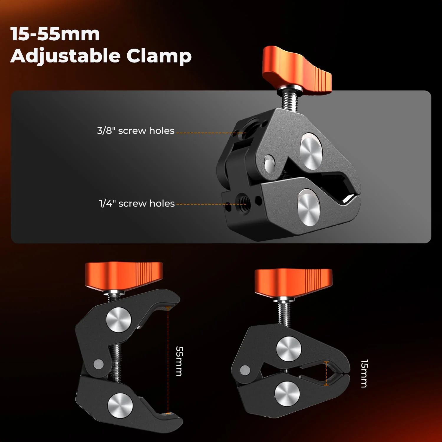 K&F CONCEPT 6" Magic Arm Clamp with Super Clamp, 360°Ballhead Articulating Mini Arm for Monitor, LED Light, Webcam, Action Camera 6" with Clamp - Image 5