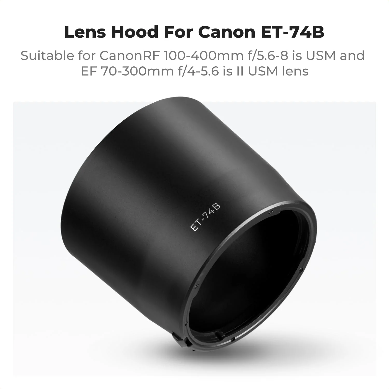 K&F CONCEPT Lens Hood Replace of ET-74B Hood Compatible with Canon RF 100-400mm f/5.6-8 is USM, EF 70-300mm f/4-5.6 is II USM, Reversible Snap on Camera Lens Shade Fits 67mm Filters and Lens Cap - Image 2