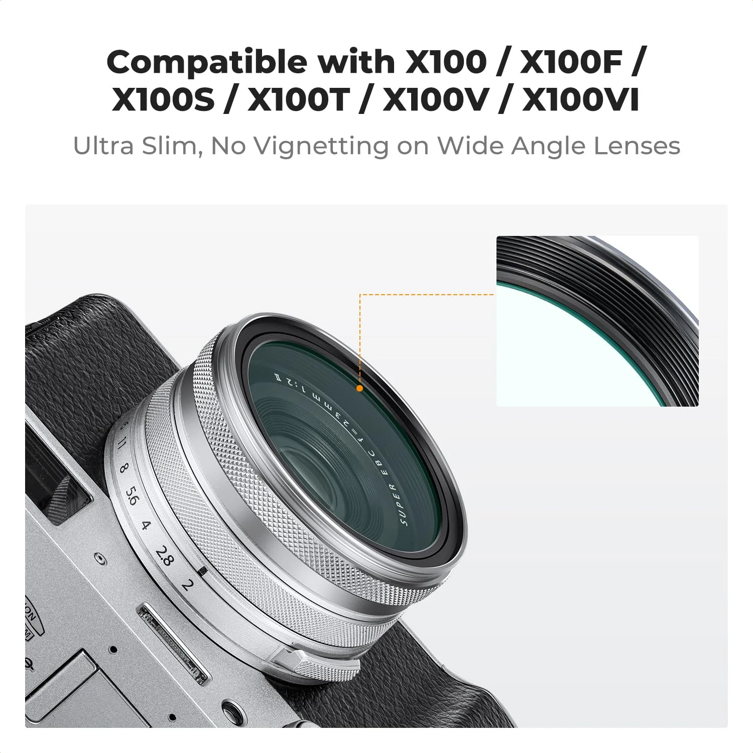 K&F CONCEPT MCUV Protection Camera Lens Filter (Silver Frame) Compatible with Fujifilm X100 Series Accessories-X100/X100F/X100S/X100T/X100V/X100VI, 28 Multi-Coatings Waterproof HD UV Filter Silver - Image 3