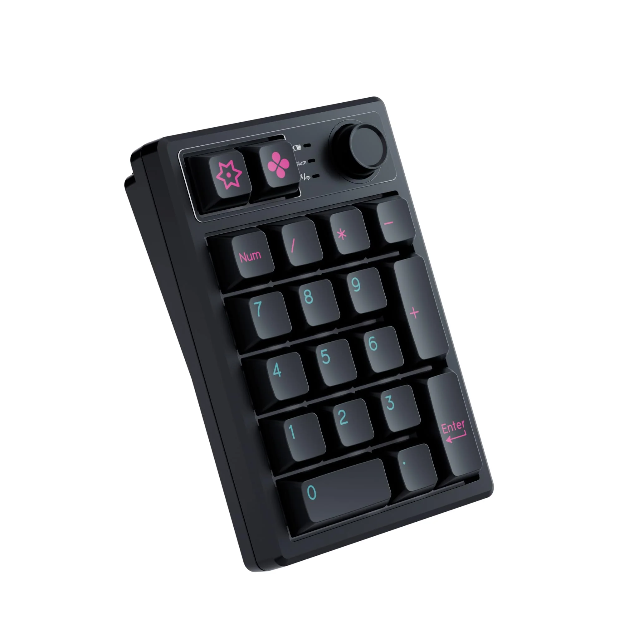 K19 Wireless Numeric Keyboard, Mechanical Number Keypad Hot-swappable Bluetooth Numpad 5.0/2.4GHz, RGB Multi-Function Knob Numerical Keyboard for Laptop Mac Win iOS Android Black