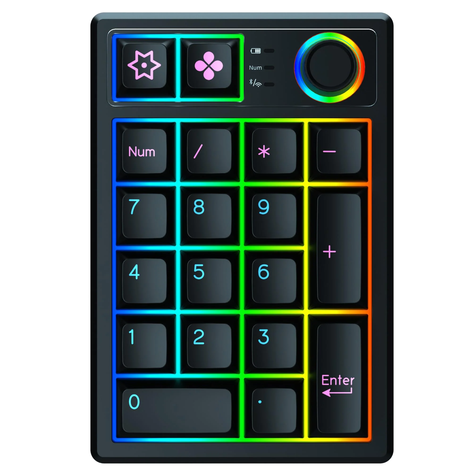 K19 Wireless Numeric Keyboard, Mechanical Number Keypad Hot-swappable Bluetooth Numpad 5.0/2.4GHz, RGB Multi-Function Knob Numerical Keyboard for Laptop Mac Win iOS Android Black - Image 4