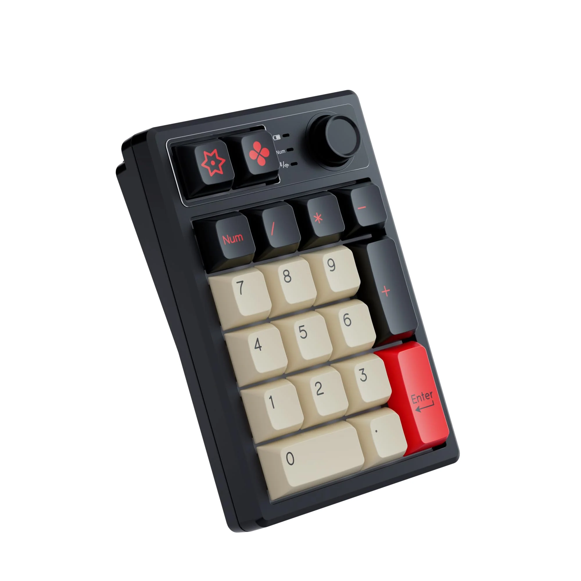 K19 Wireless Numeric Keyboard, Mechanical Number Keypad Hot-swappable Bluetooth Numpad 5.0/2.4GHz, RGB Multi-Function Knob Numerical Keyboard for Laptop Mac Win iOS Android Earl Red - Image 3