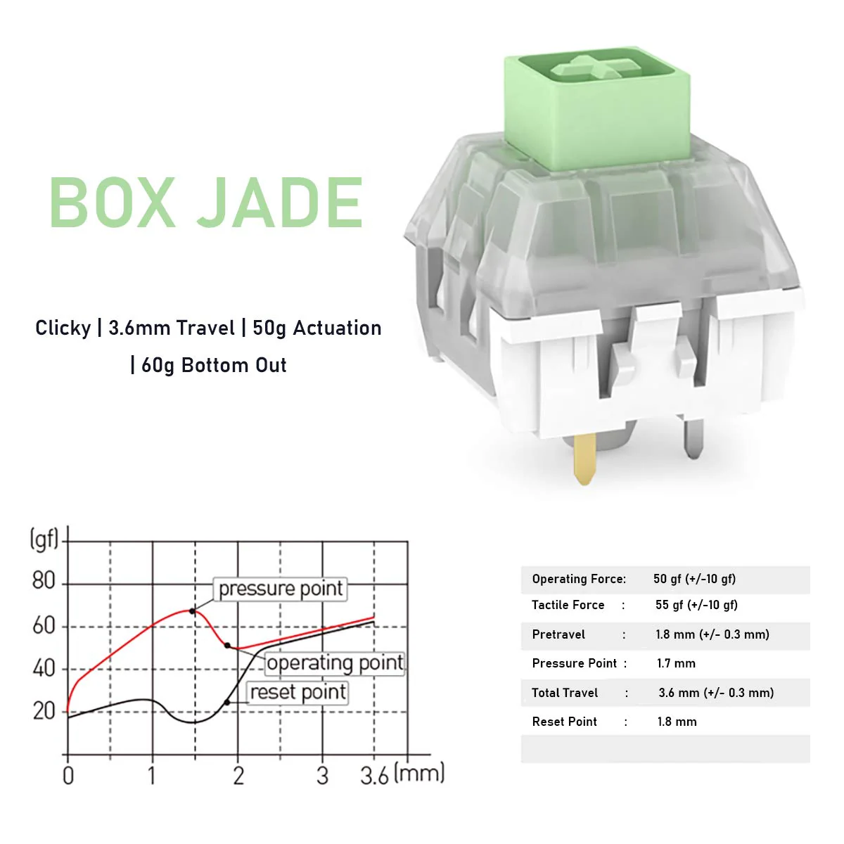 Kailh Box Jade Switch 65 Pack RGB SMD for Mechanical Gaming Keyboard 3 pin Switches IP56 Water-Proof Compatible Cherry MX Switches Jade-65 pcs - Image 6