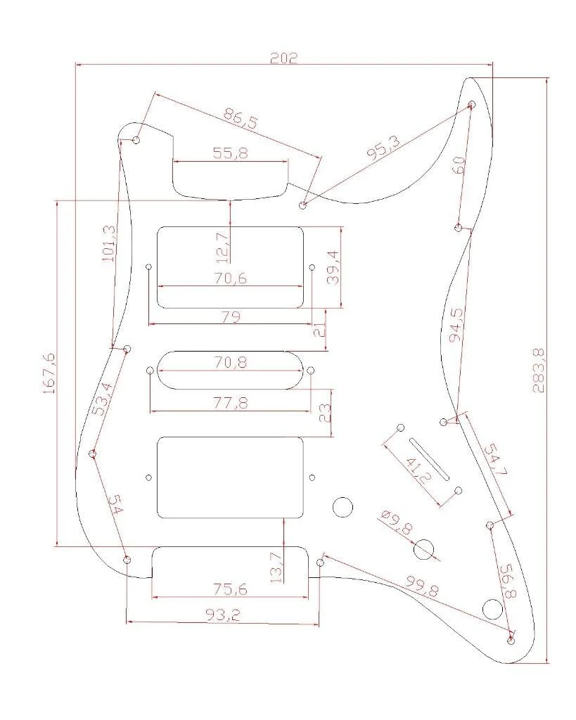 KAISH 11-Hole Modern Style Standard ST HSH Pickguard for American Strat Humbucker with Square Corner Matte Black - Image 5