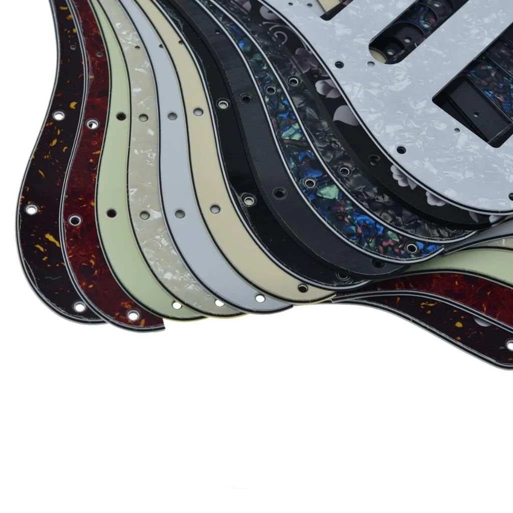 KAISH 11-Hole Modern Style Standard ST HSH Pickguard for American Strat Humbucker with Square Corner Matte Black - Image 7