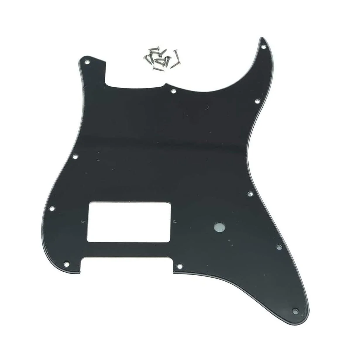KAISH 11 Hole ST/Strat Style One Humbucker Guitar Pickguard Scratch Plate for Delonge Stratocaster/Strat Black 3 Ply