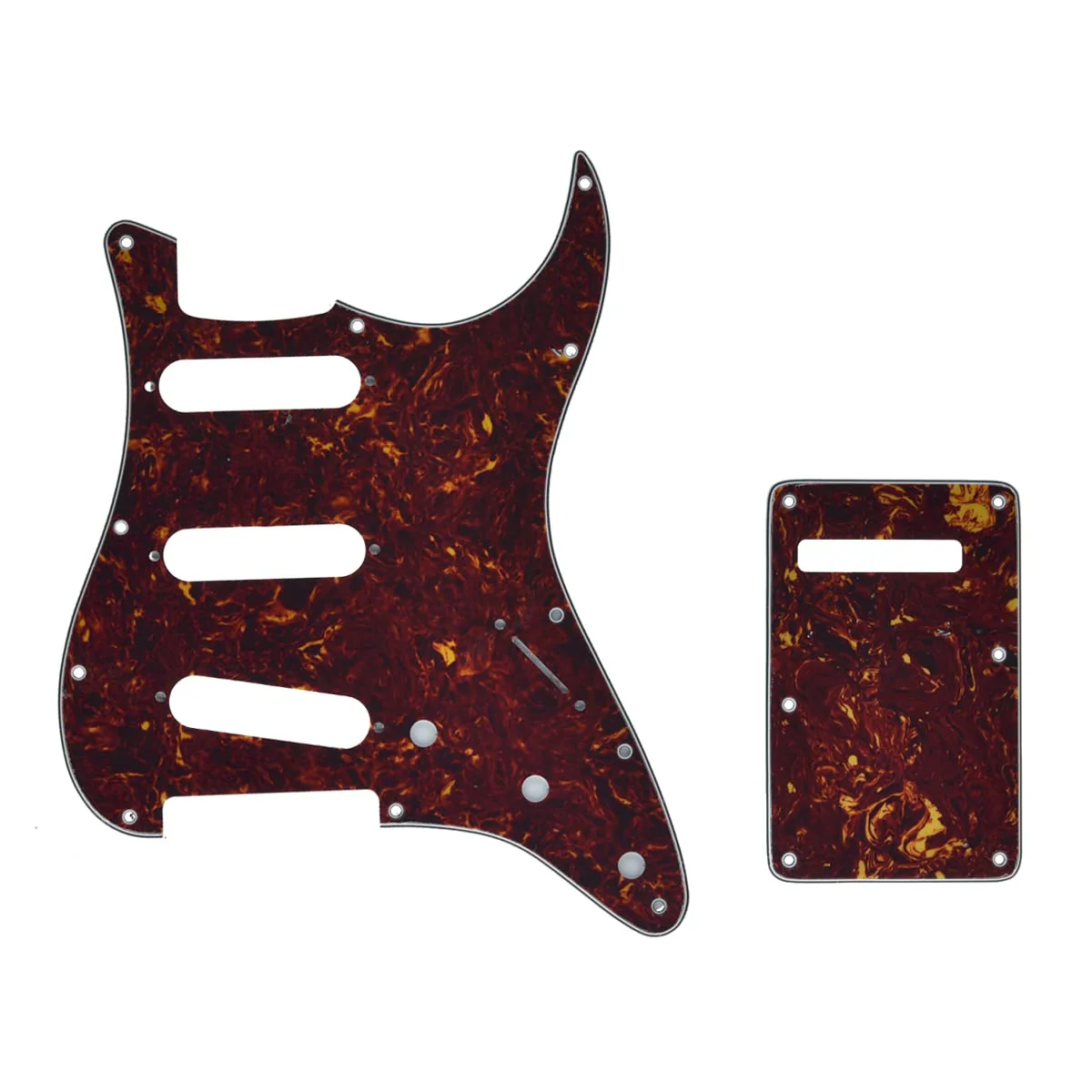 KAISH 11 Hole ST/Strat Style Pickguard SSS Pick Guard with ST Back Plate Tremolo Trem Cover for Stratocaster/Strat Made in USA/Mexico Vintage Tortoise