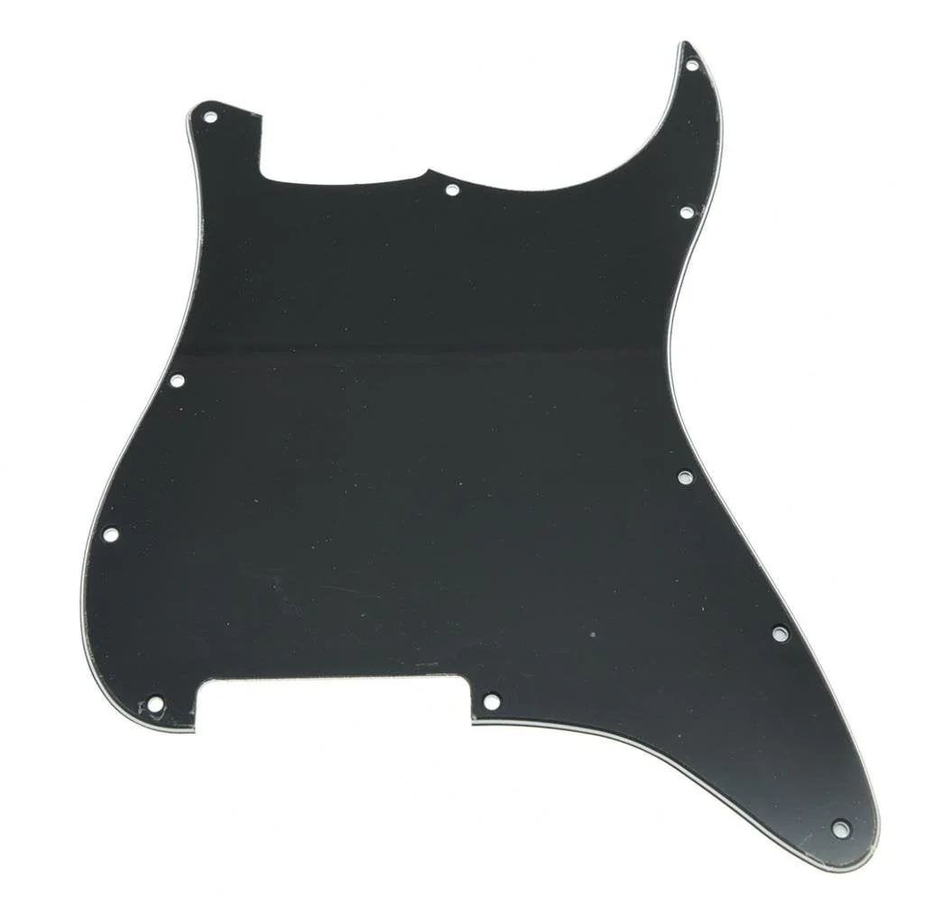 KAISH 11 Hole Strat Blank Pickguard ST Blank Scratch Plate No Pickup Holes for USA/Mexico Stratocaster/Strat Black 3 Ply