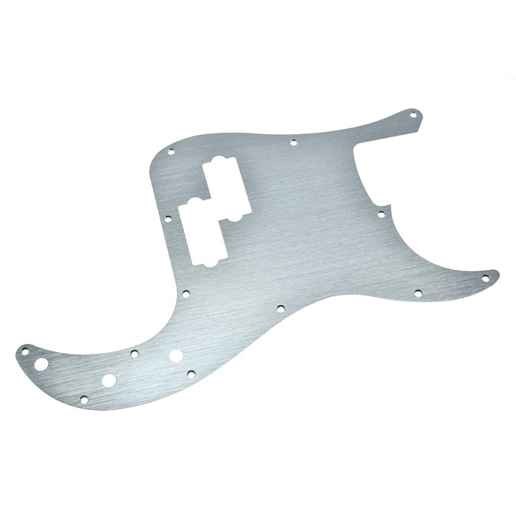 KAISH 13-Hole Metal Aluminium Anodized P Bass Style Pickguard American Modern Style Standard Bass Pick Guard for Precision P Bass Silver Right Handed Version Sliver