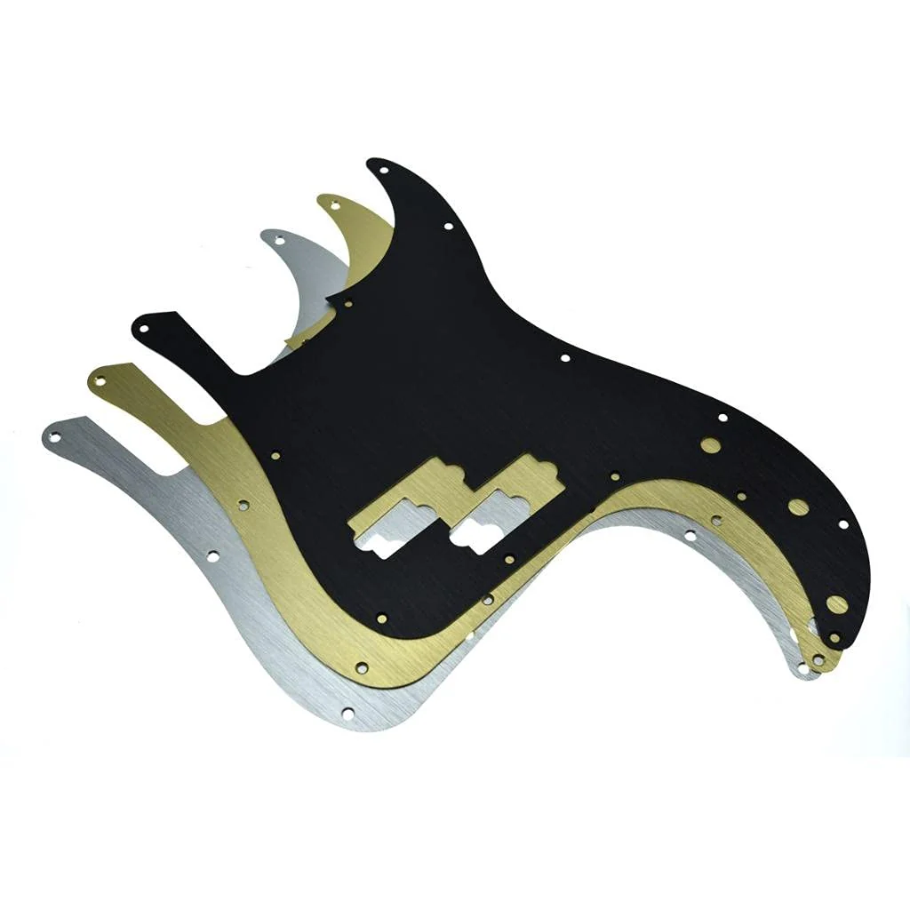 KAISH 13-Hole Metal Aluminium Anodized P Bass Style Pickguard American Modern Style Standard Bass Pick Guard for Precision P Bass Silver Right Handed Version Sliver - Image 5