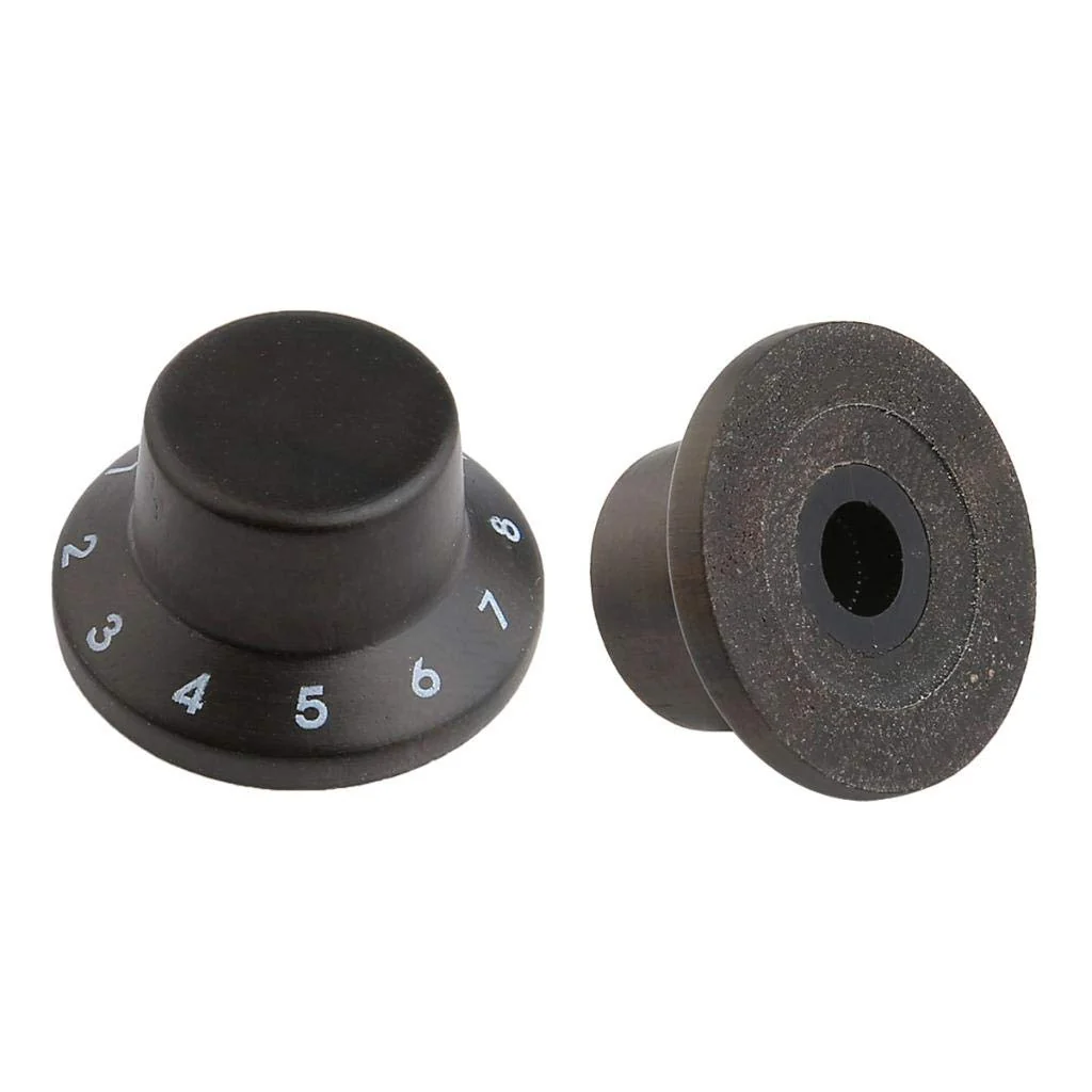 KAISH 2-Pack Wood Knobs LP/Strat Style Bell Knobs Guitar Bass Wood Top Hat Knob with Numbers 1-10 Rose Wood Pack of 2 - Image 3