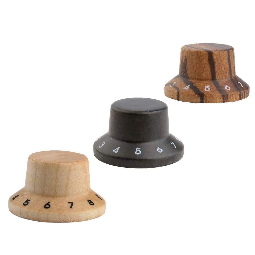 KAISH 2-Pack Wood Knobs LP/Strat Style Bell Knobs Guitar Bass Wood Top Hat Knob with Numbers 1-10 Rose Wood Pack of 2 - Image 6