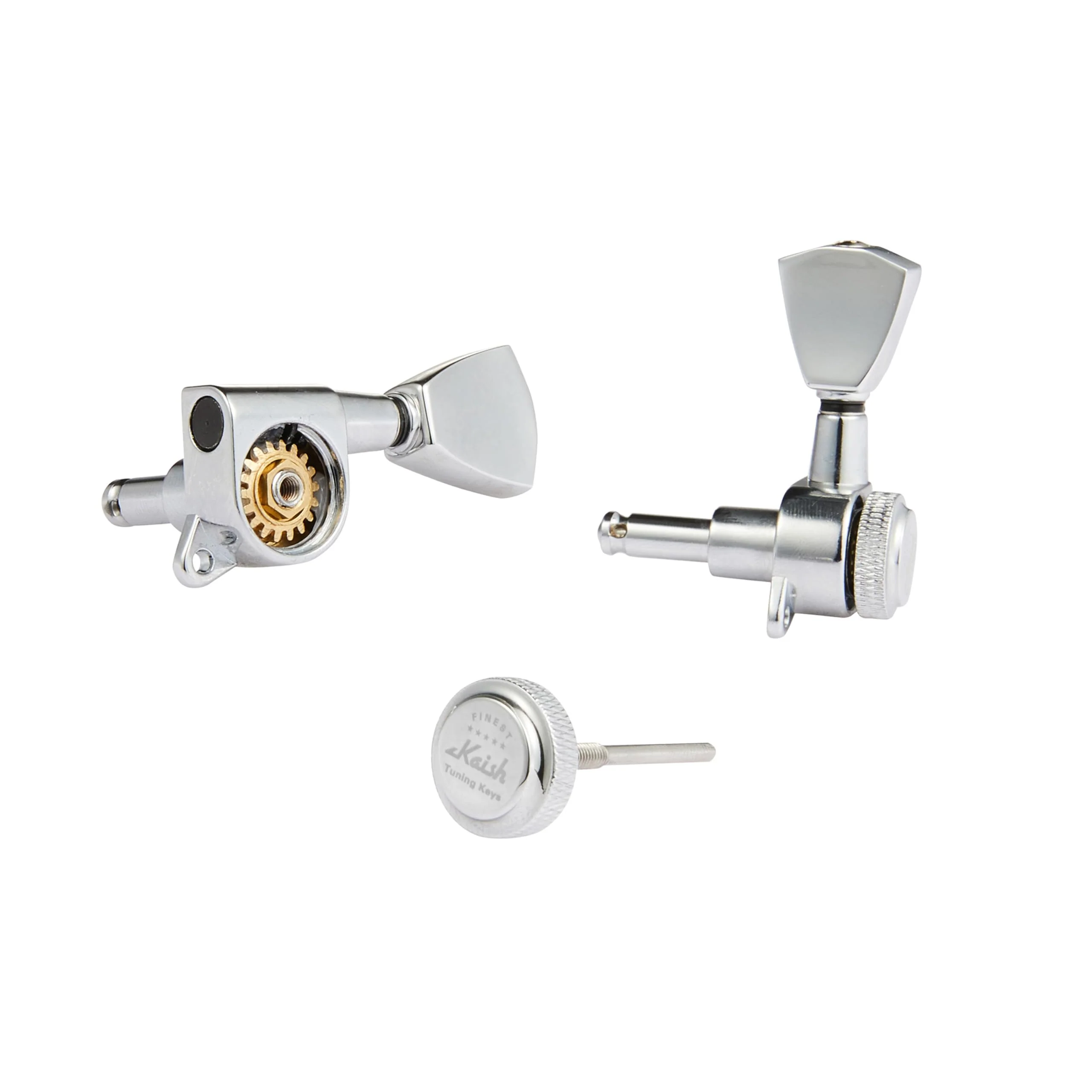 KAISH 3x3 Locking Tuners 18:1 Guitar Tuning Keys Locking Tuning Machines with Keystone Buttons for LP/Les Paul/SG/ES or Acoustic Guitars Chrome - Image 3