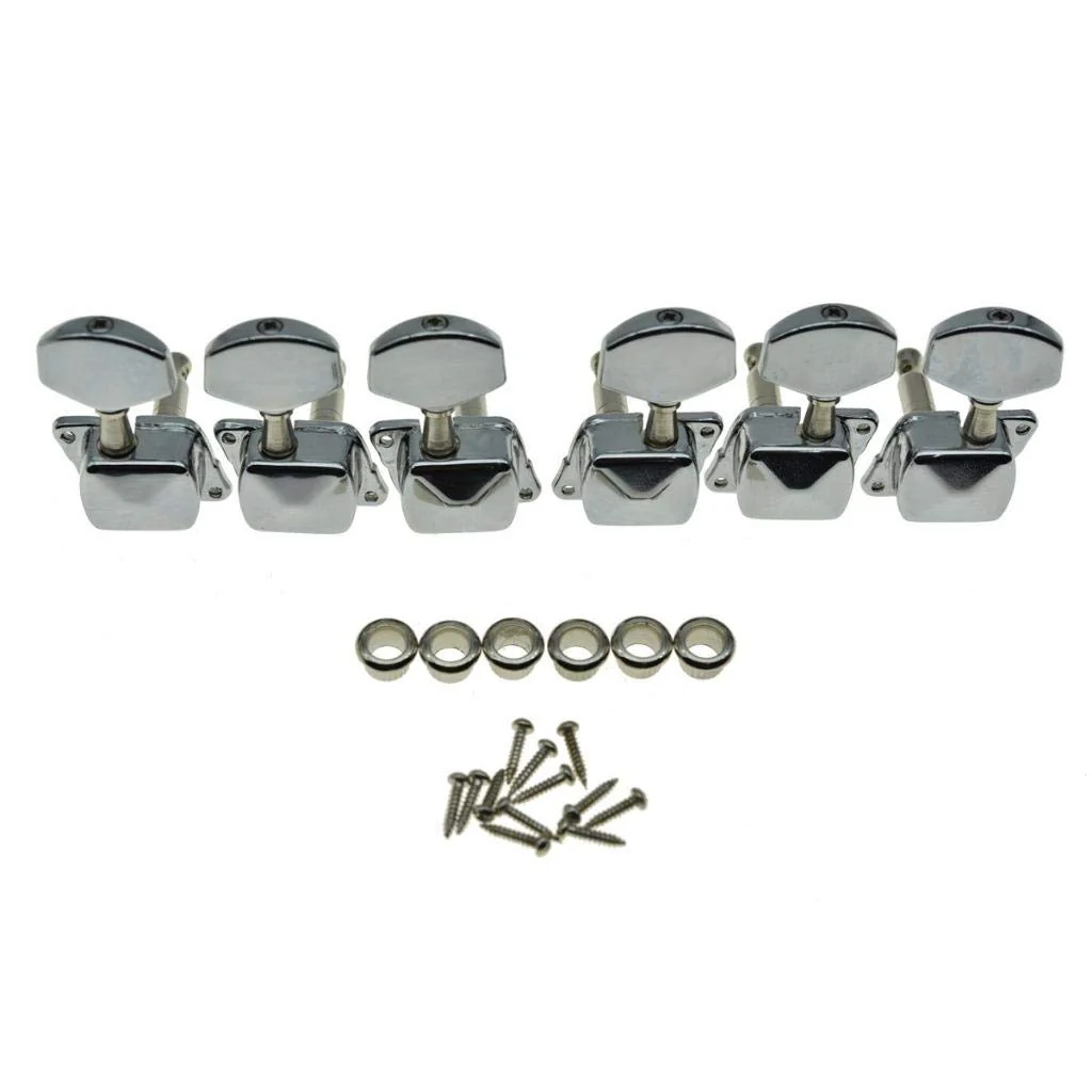 KAISH 3x3 Semi-Closed Guitar Tuning Keys Guitar Tuners Machine Heads for Acoustic or Electric Guitars Chrome