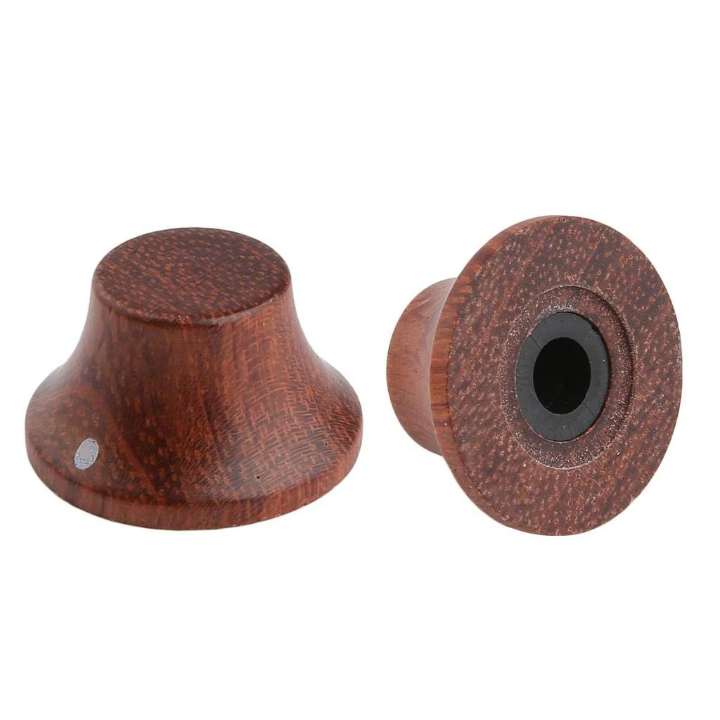 KAISH 4-Pack Wood Knobs LP/Strat Style Bell Knobs Guitar Bass Top Hat Wood Knob with Indicator Dot Bubinga Wood Pack of 4 - Image 4