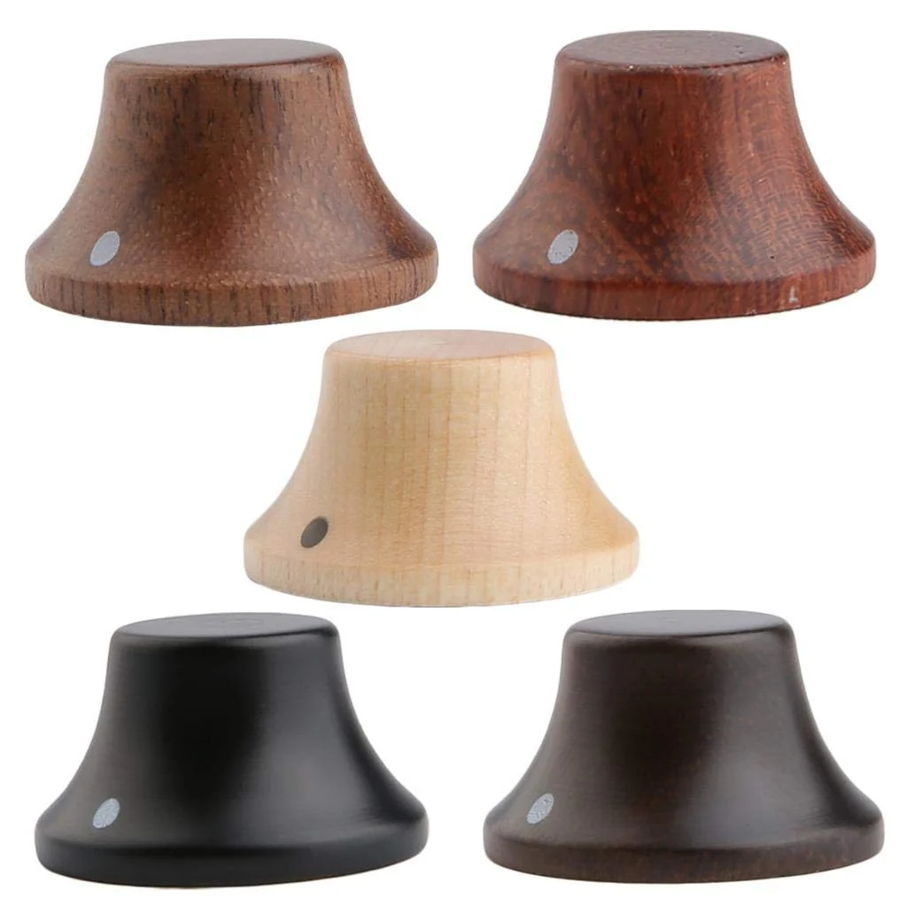 KAISH 4-Pack Wood Knobs LP/Strat Style Bell Knobs Guitar Bass Top Hat Wood Knob with Indicator Dot Bubinga Wood Pack of 4 - Image 7